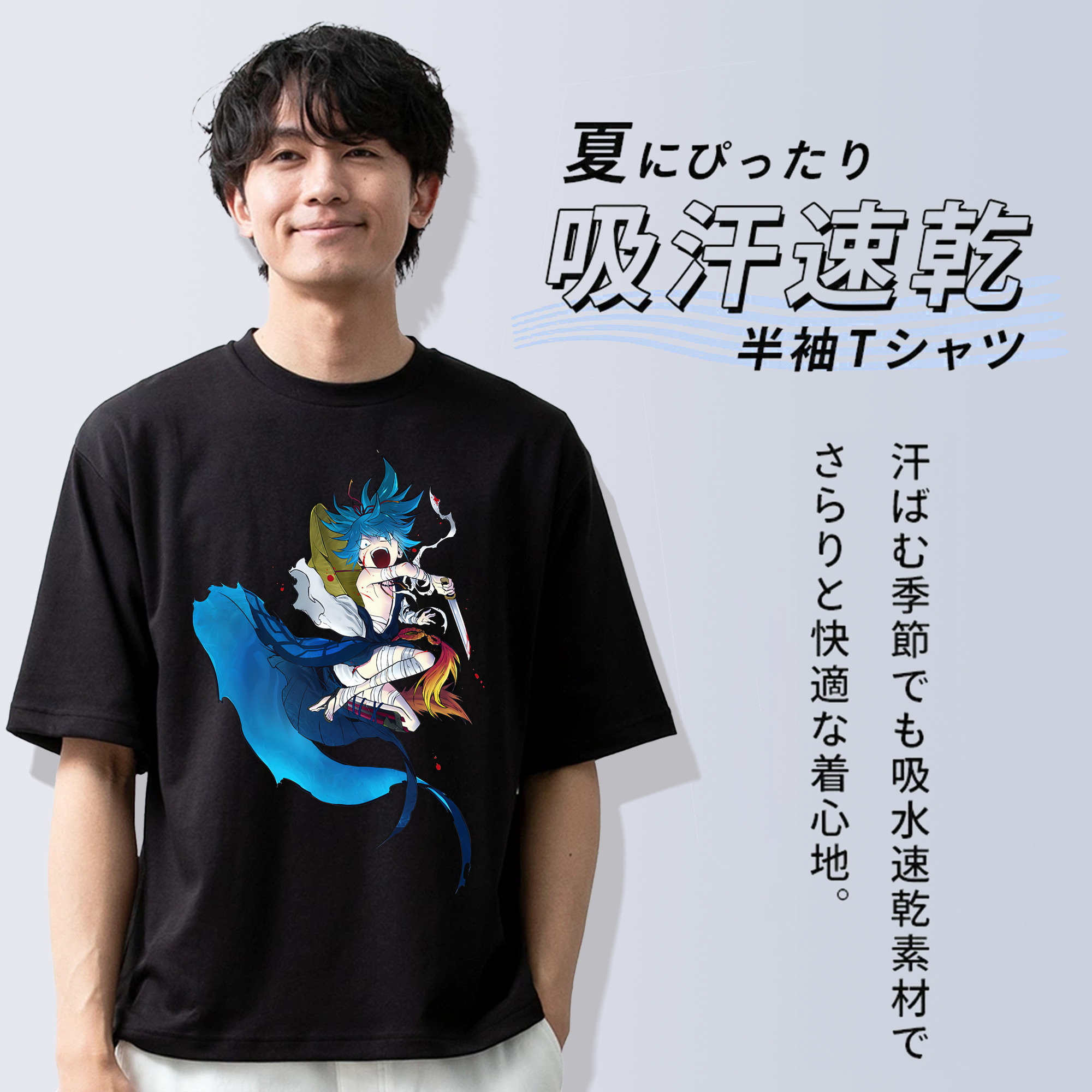 刀剣乱舞 Touken Ranbu 綿100％ メンズ半袖Tシャツ｜肌触りやわらか＆通気性