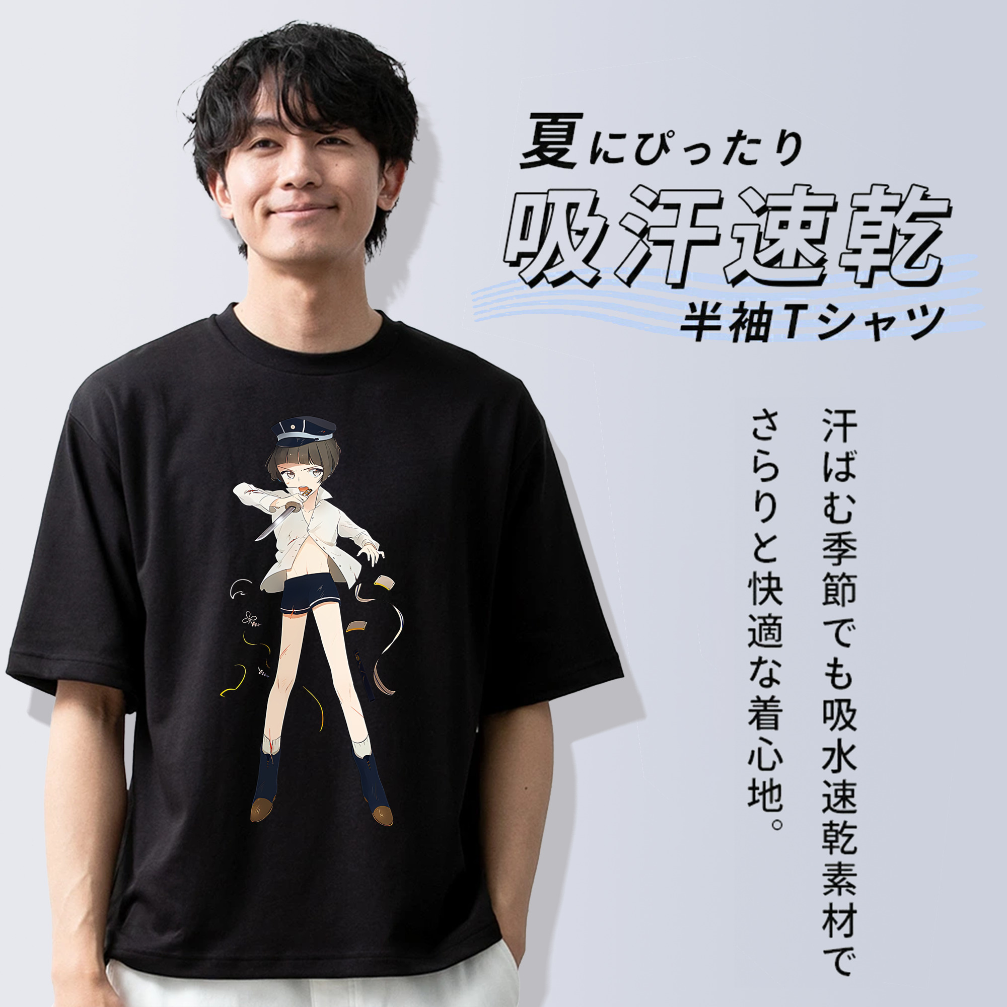 刀剣乱舞 Touken Ranbu 綿100％ メンズ半袖Tシャツ｜肌触りやわらか＆通気性