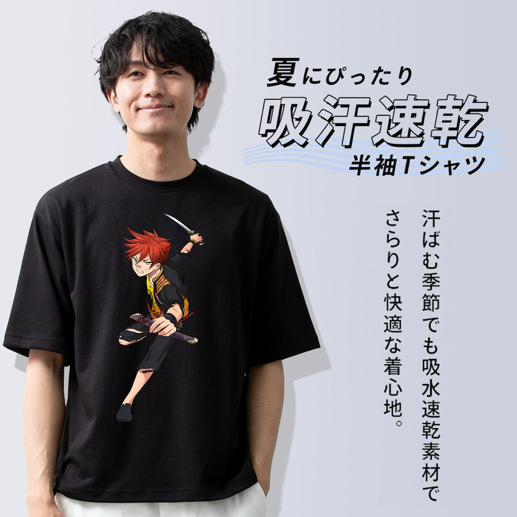 刀剣乱舞 Touken Ranbu 綿100％ メンズ半袖Tシャツ｜肌触りやわらか＆通気性