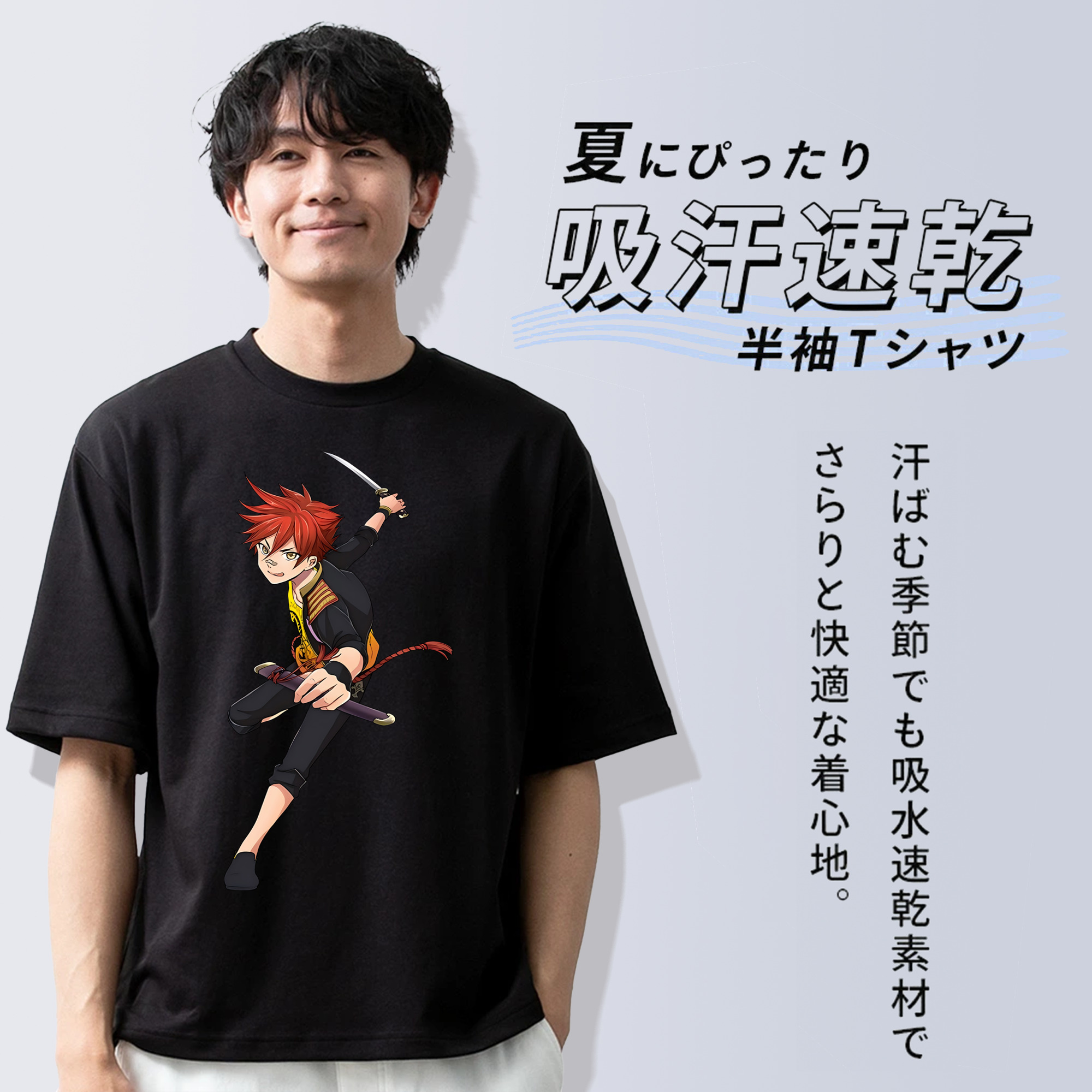 刀剣乱舞 Touken Ranbu 綿100％ メンズ半袖Tシャツ｜肌触りやわらか＆通気性