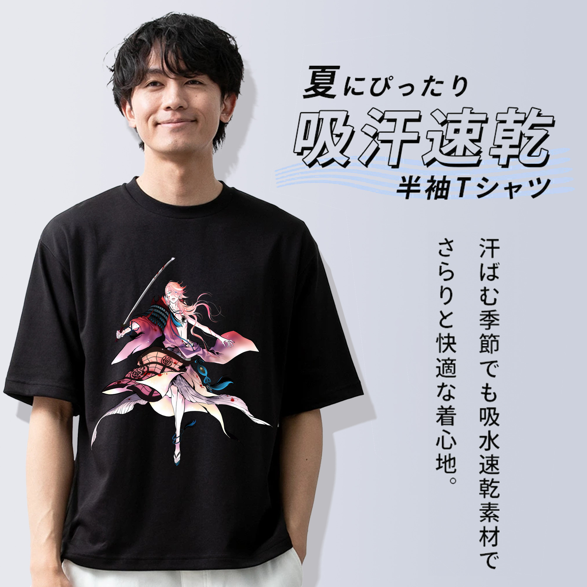 刀剣乱舞 Touken Ranbu 綿100％ メンズ半袖Tシャツ｜肌触りやわらか＆通気性
