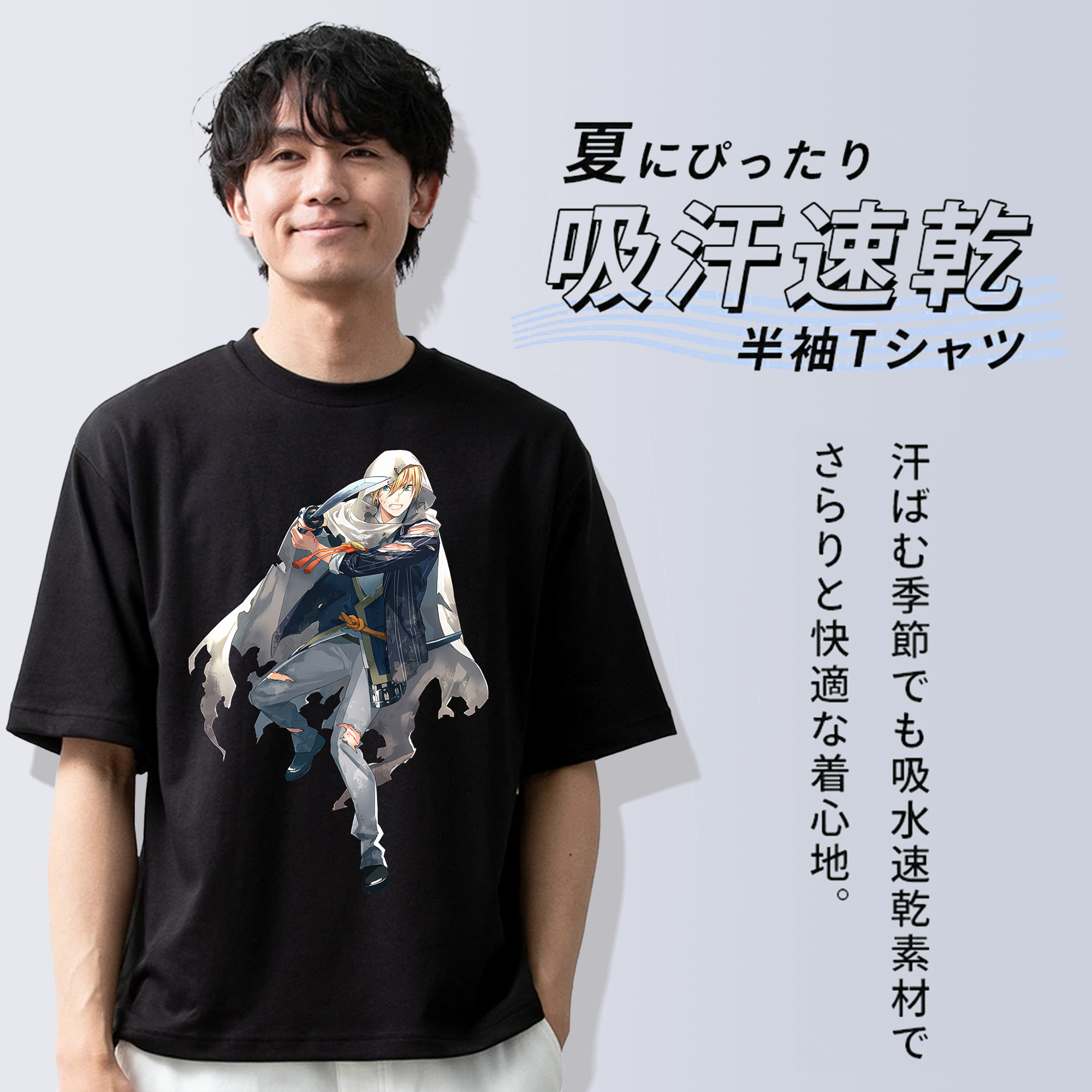 刀剣乱舞 Touken Ranbu 綿100％ メンズ半袖Tシャツ｜肌触りやわらか＆通気性