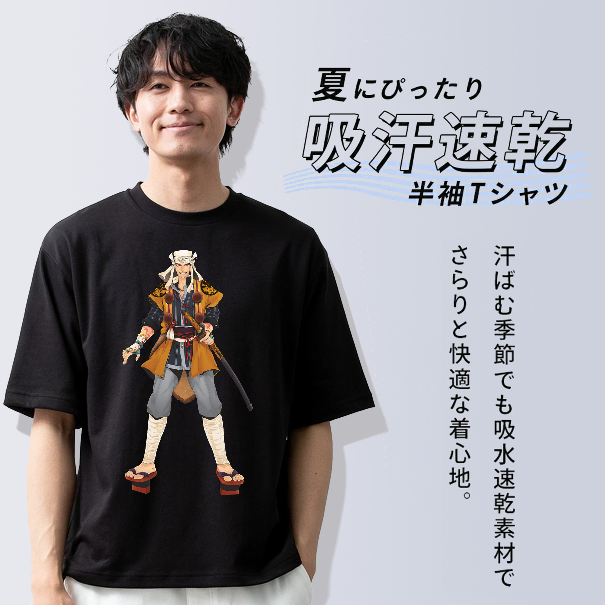刀剣乱舞 Touken Ranbu 綿100％ メンズ半袖Tシャツ｜肌触りやわらか＆通気性