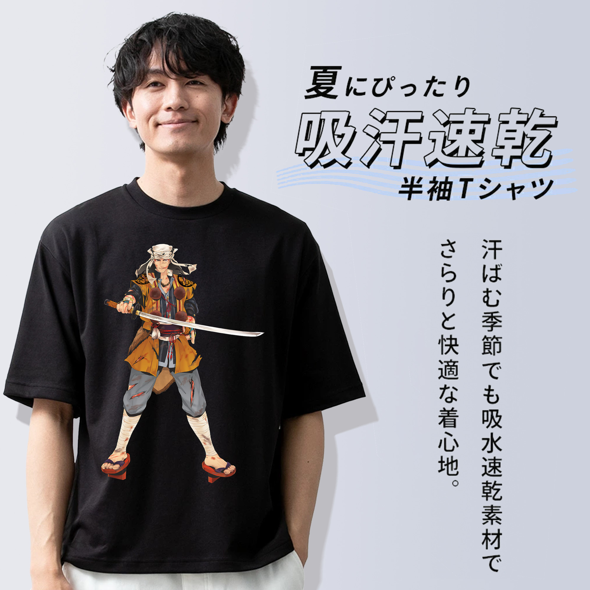刀剣乱舞 Touken Ranbu 綿100％ メンズ半袖Tシャツ｜肌触りやわらか＆通気性