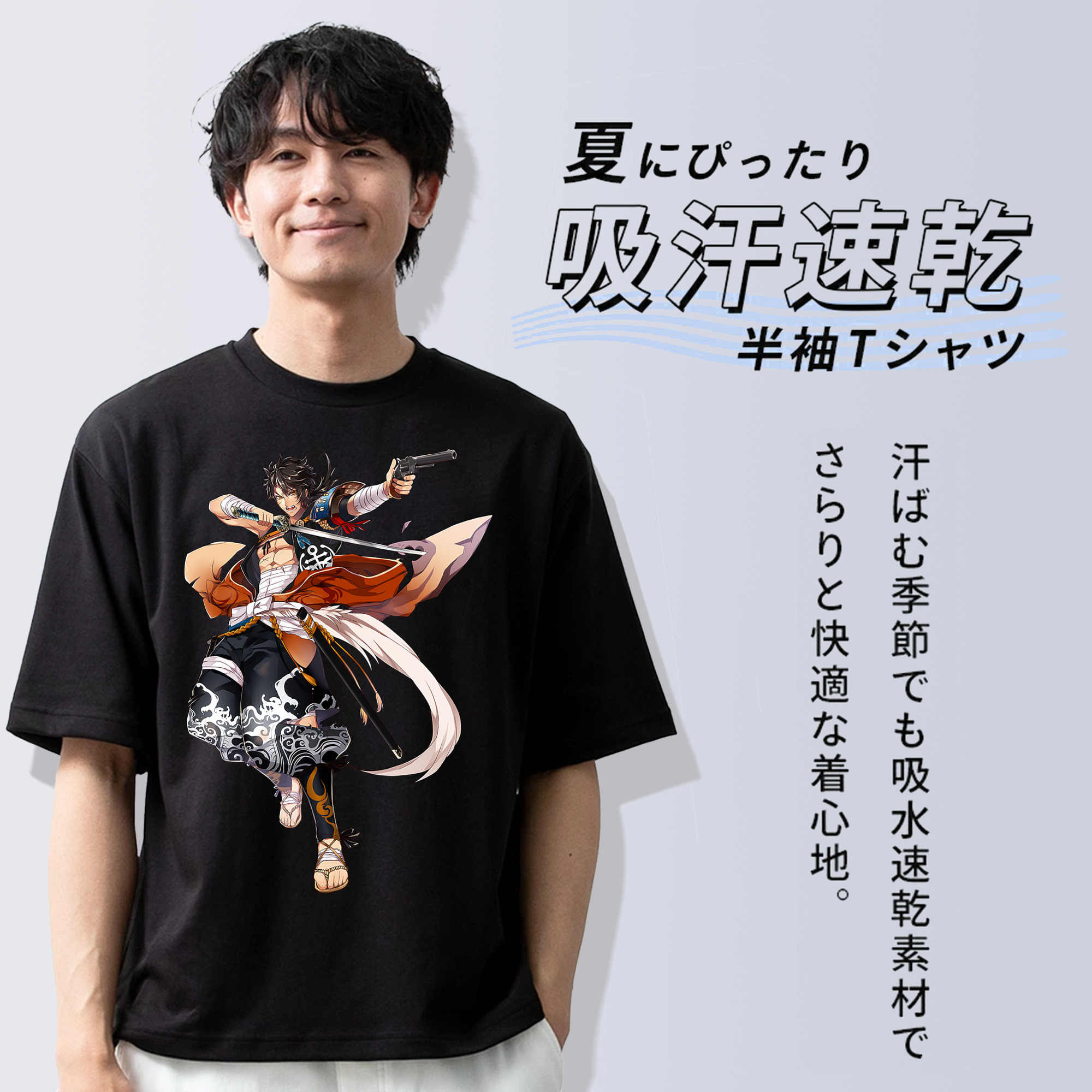 刀剣乱舞 Touken Ranbu 綿100％ メンズ半袖Tシャツ｜肌触りやわらか＆通気性