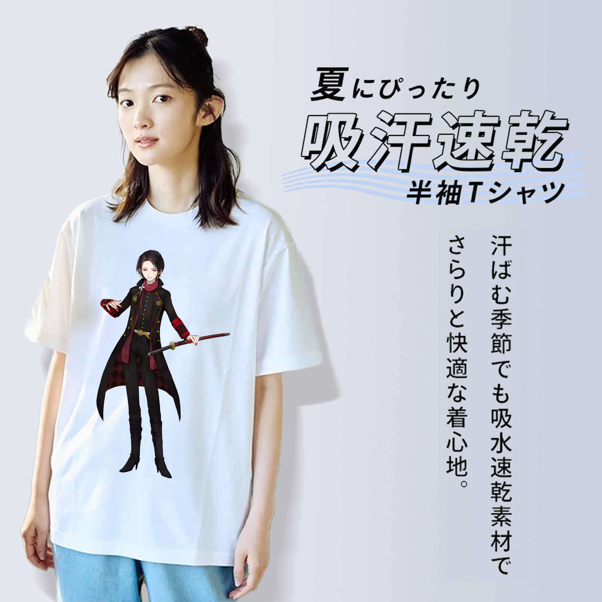 刀剣乱舞 Touken Ranbu レディースカジュアルプリントTシャツ（綿100％）