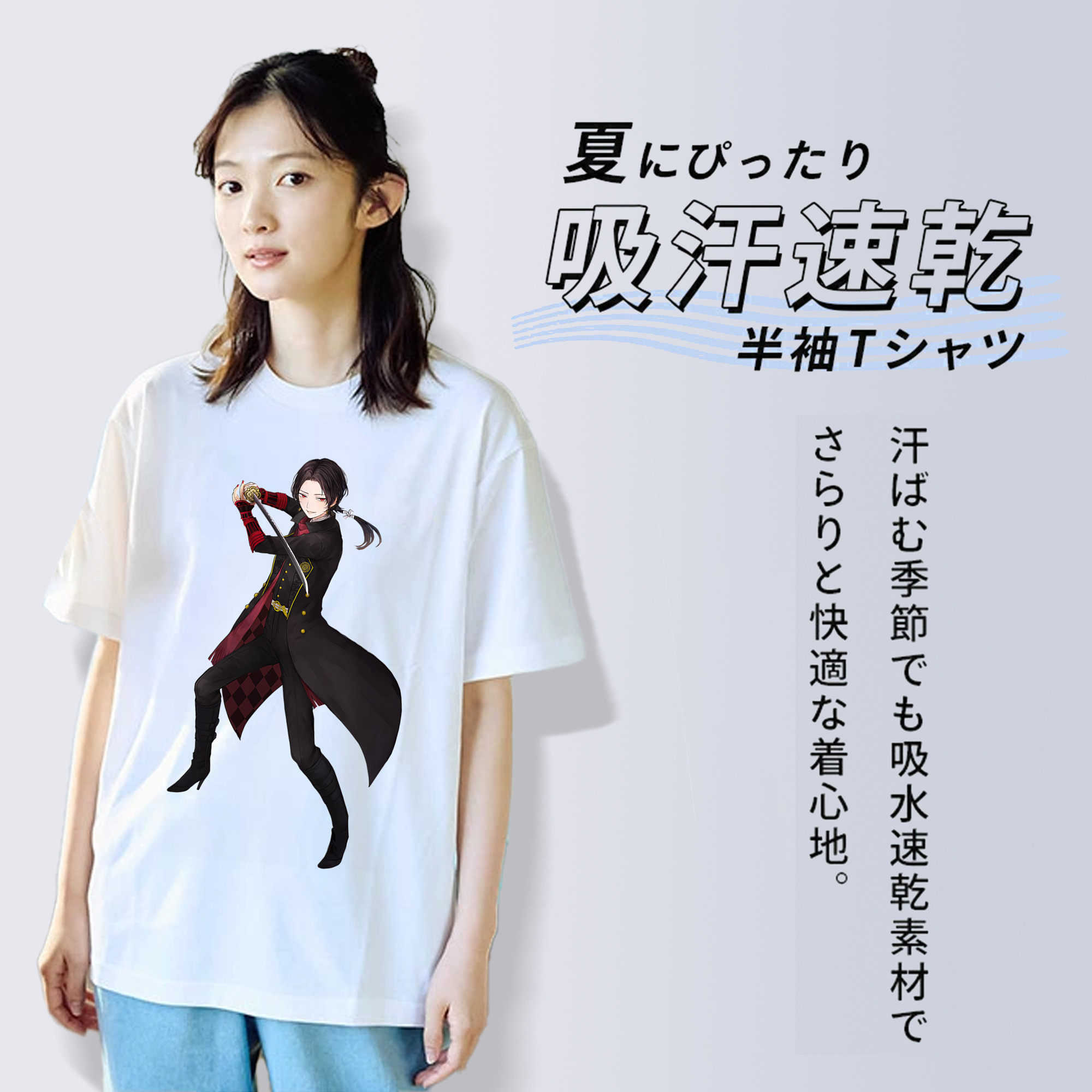 刀剣乱舞 Touken Ranbu レディースカジュアルプリントTシャツ（綿100％）