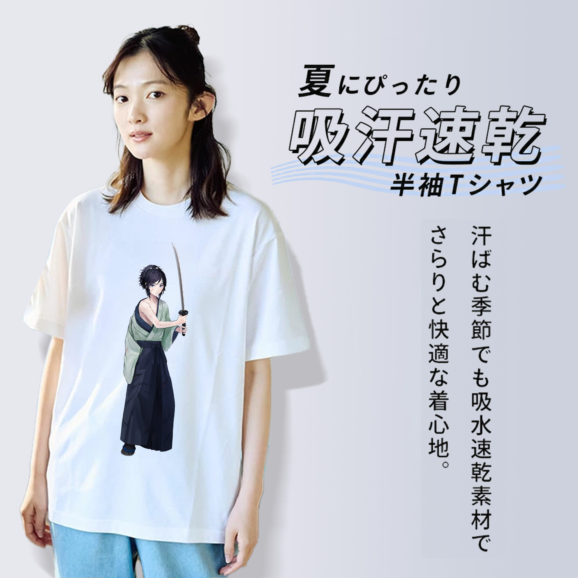 刀剣乱舞 Touken Ranbu レディースカジュアルプリントTシャツ（綿100％）