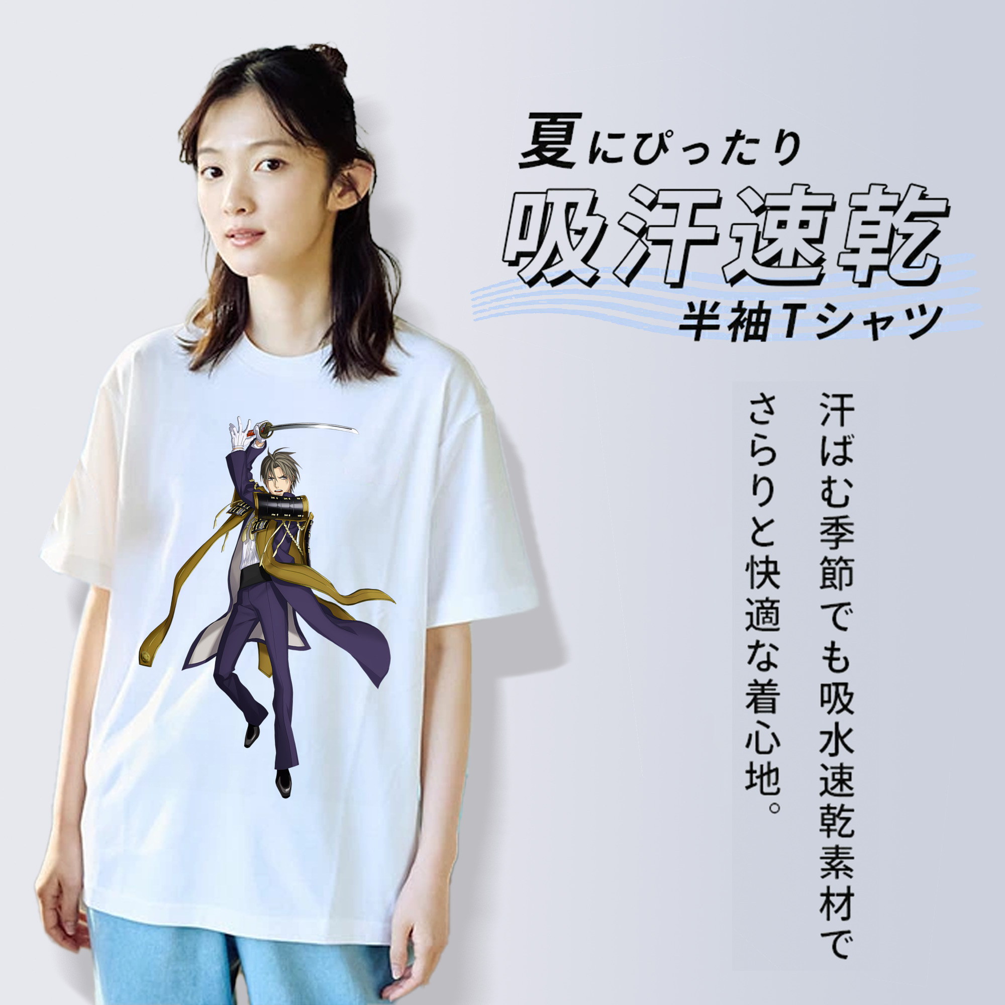 刀剣乱舞 Touken Ranbu レディースカジュアルプリントTシャツ（綿100％）