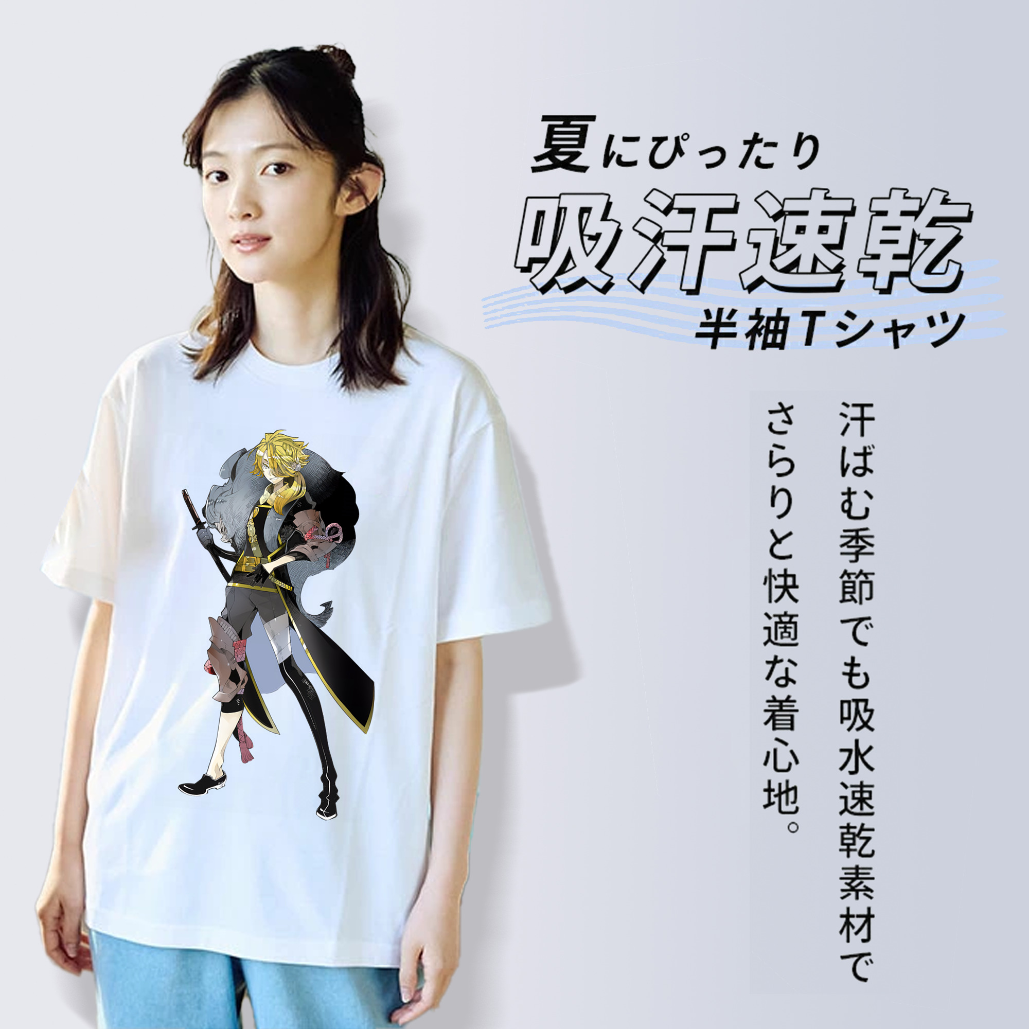 刀剣乱舞 Touken Ranbu レディースカジュアルプリントTシャツ（綿100％）