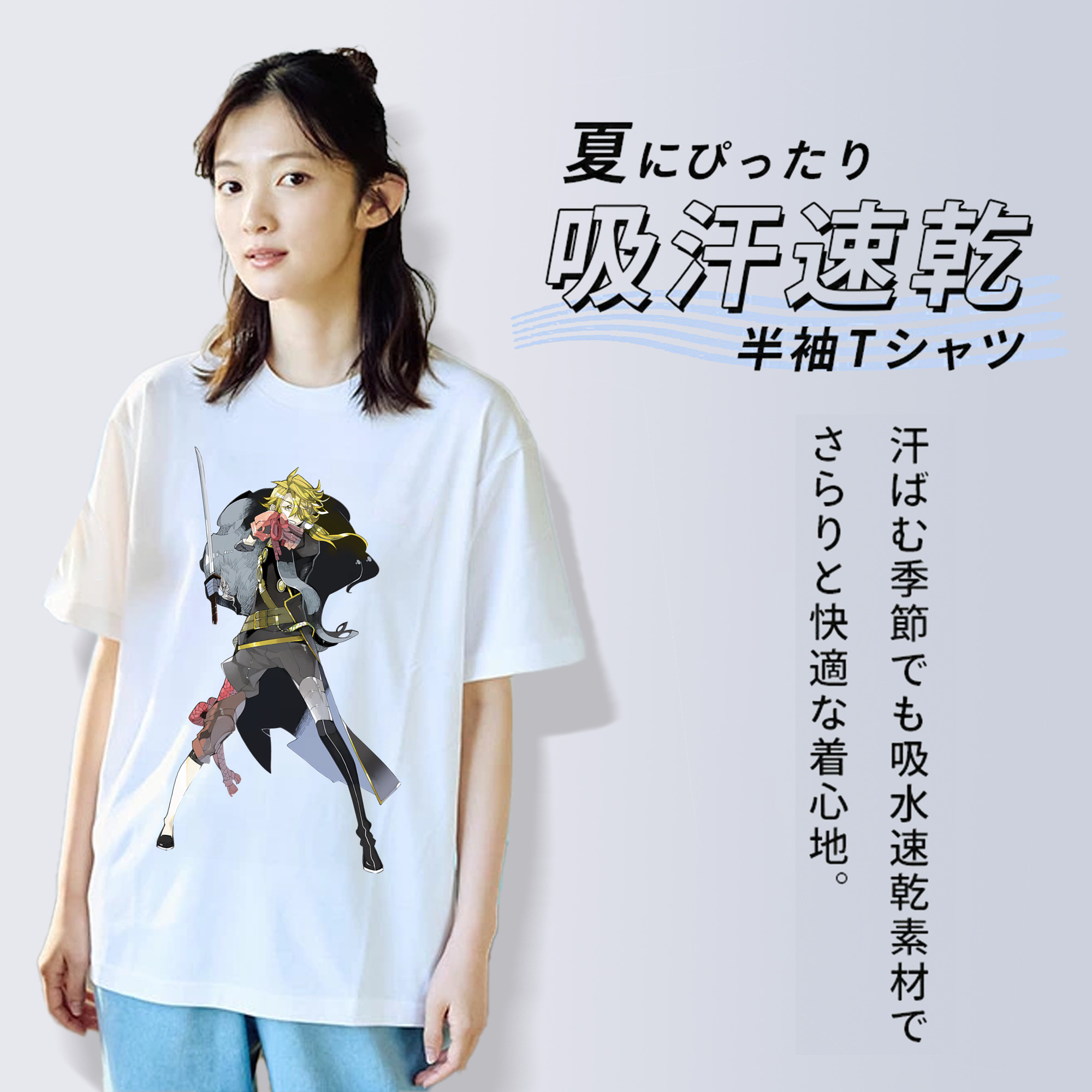 刀剣乱舞 Touken Ranbu レディースカジュアルプリントTシャツ（綿100％）