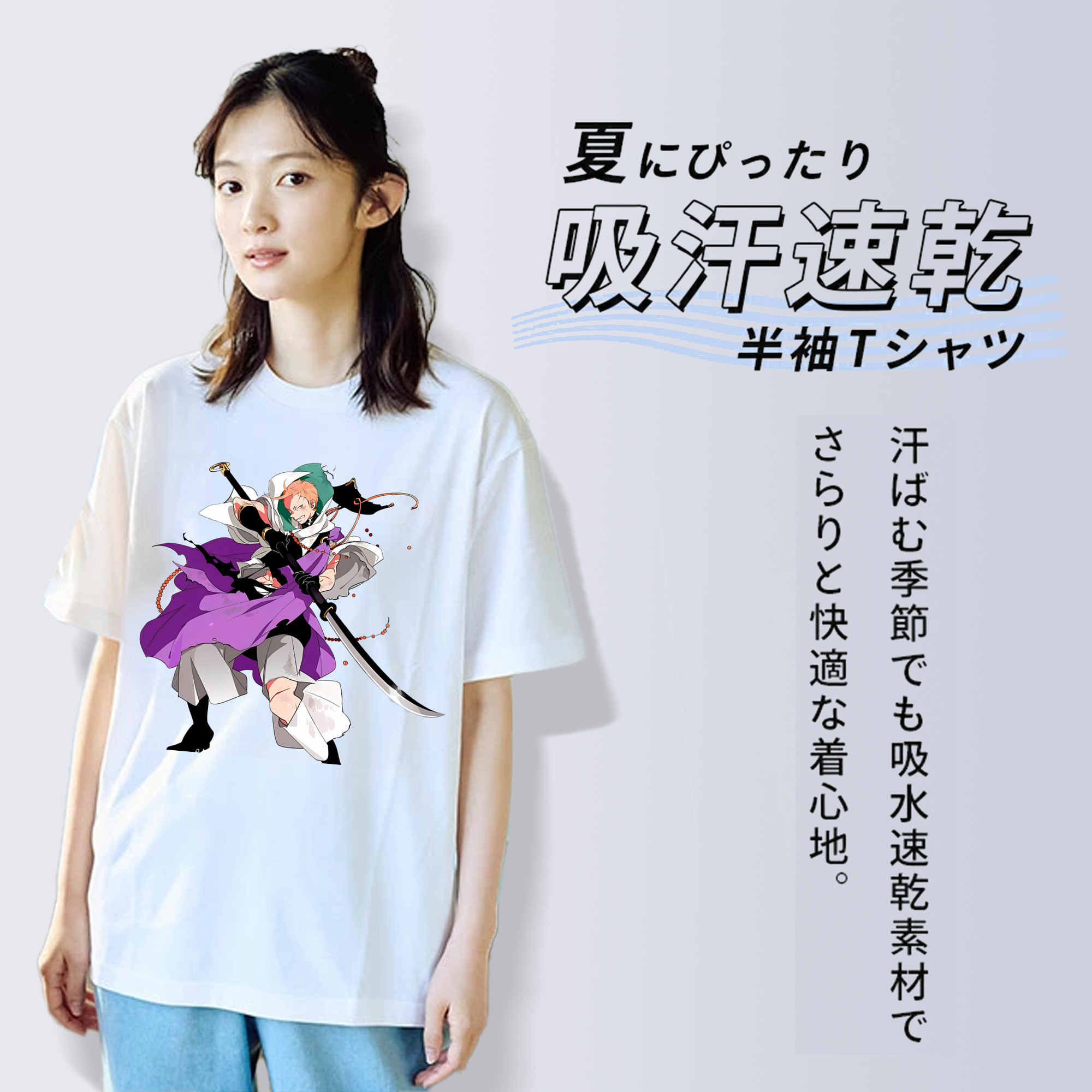 刀剣乱舞 Touken Ranbu レディースカジュアルプリントTシャツ（綿100％）