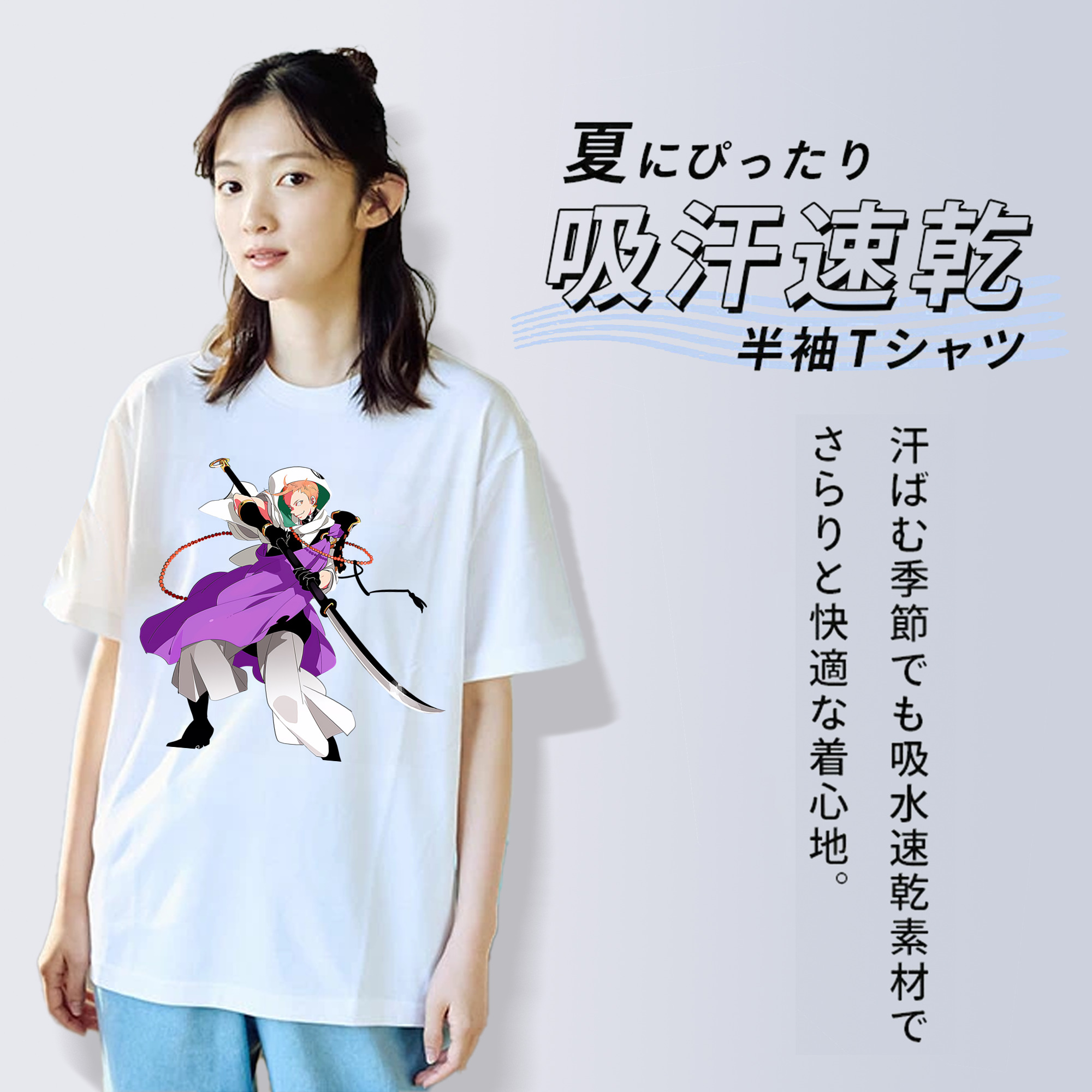 刀剣乱舞 Touken Ranbu レディースカジュアルプリントTシャツ（綿100％）