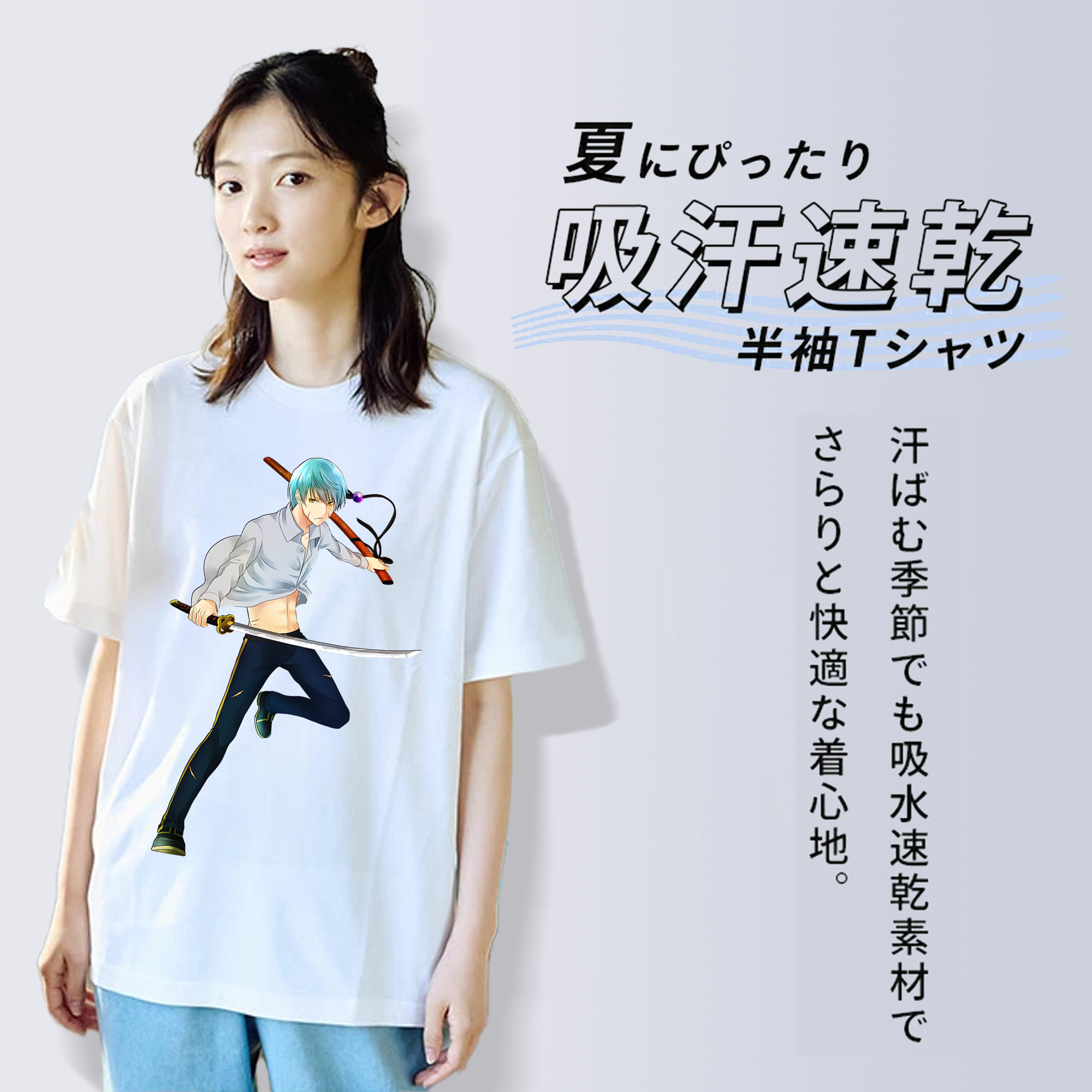 刀剣乱舞 Touken Ranbu レディースカジュアルプリントTシャツ（綿100％）