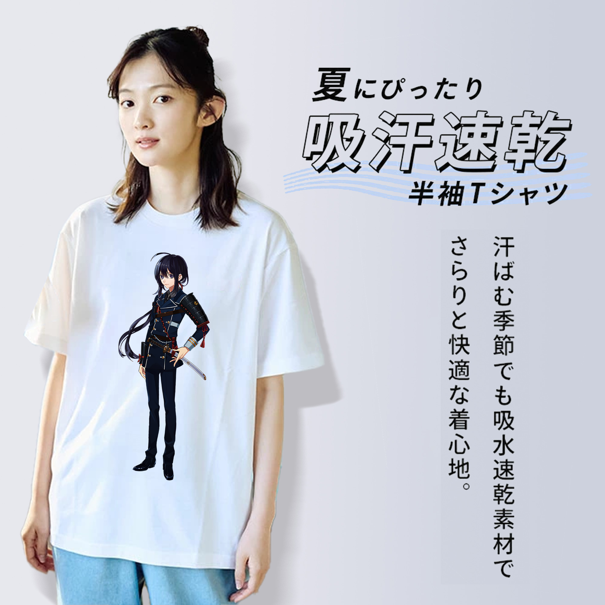 刀剣乱舞 Touken Ranbu レディースカジュアルプリントTシャツ（綿100％）
