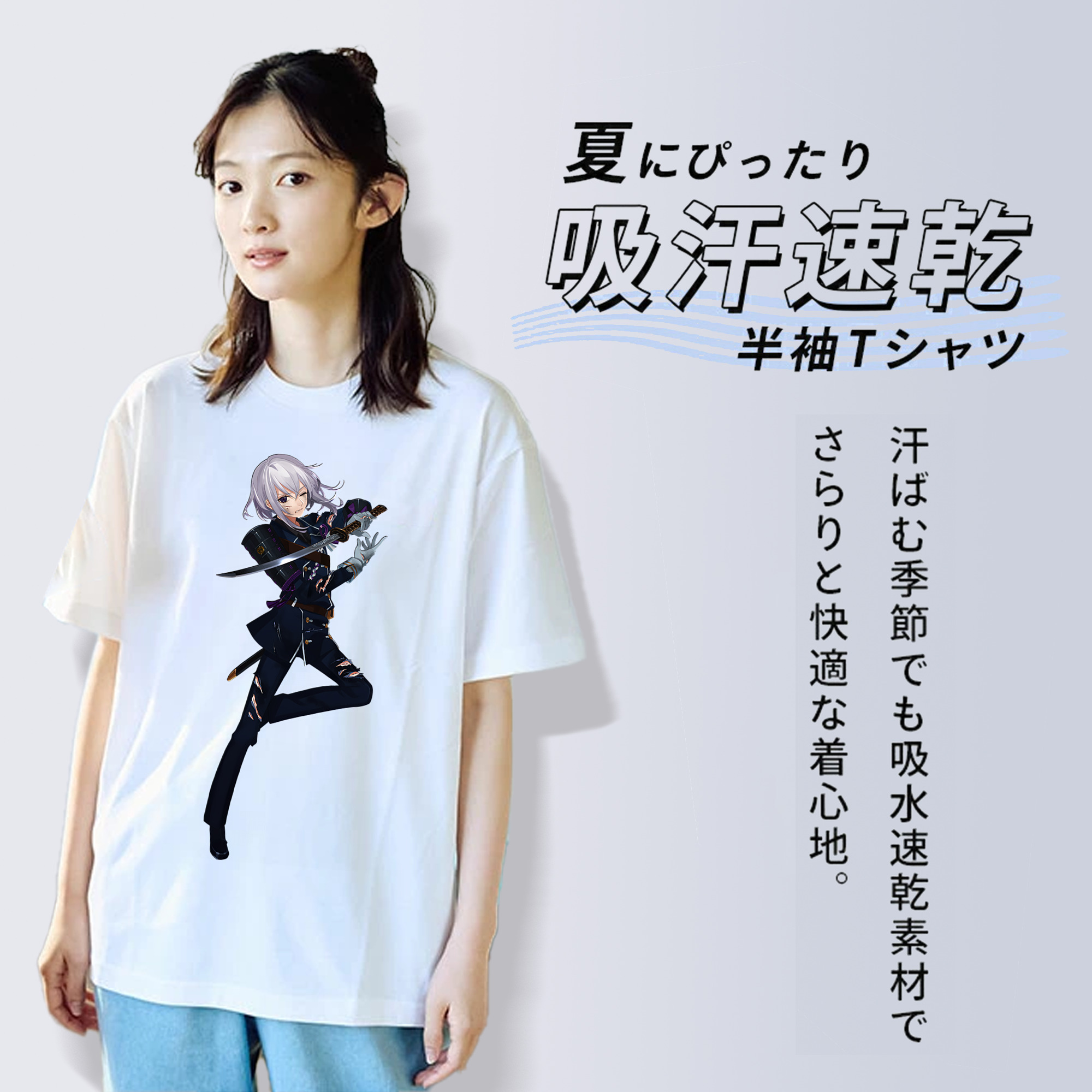 刀剣乱舞 Touken Ranbu レディースカジュアルプリントTシャツ（綿100％）