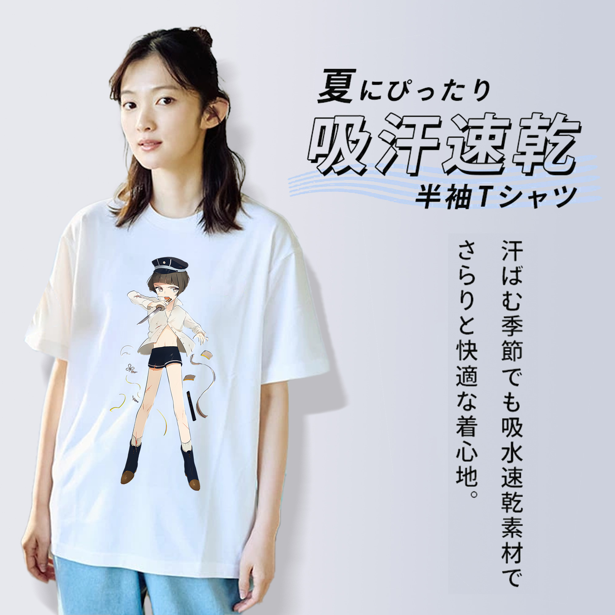 刀剣乱舞 Touken Ranbu レディースカジュアルプリントTシャツ（綿100％）