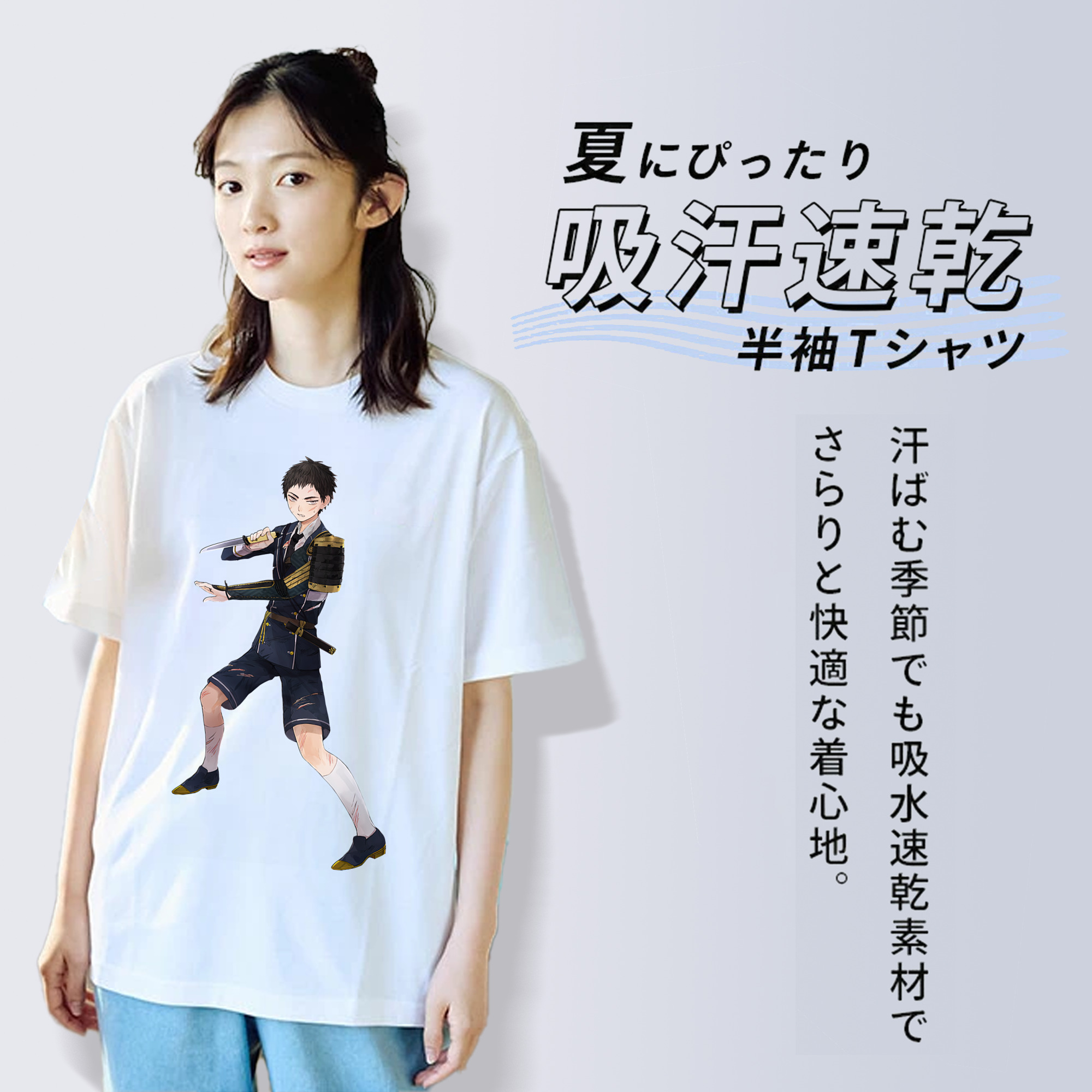 刀剣乱舞 Touken Ranbu レディースカジュアルプリントTシャツ（綿100％）