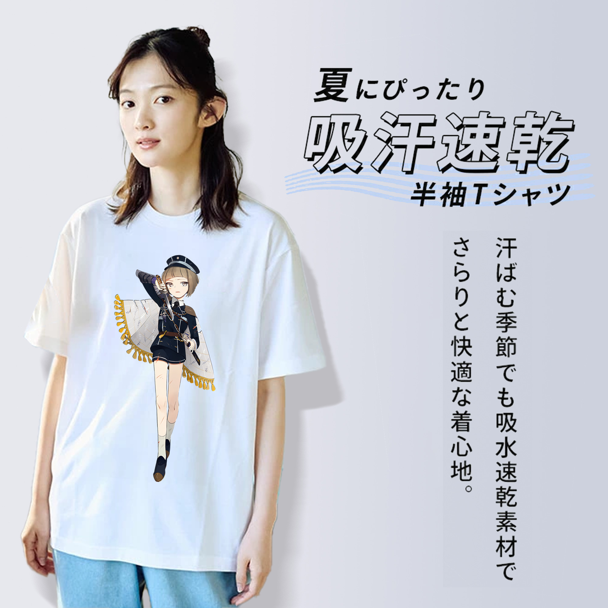刀剣乱舞 Touken Ranbu レディースカジュアルプリントTシャツ（綿100％）