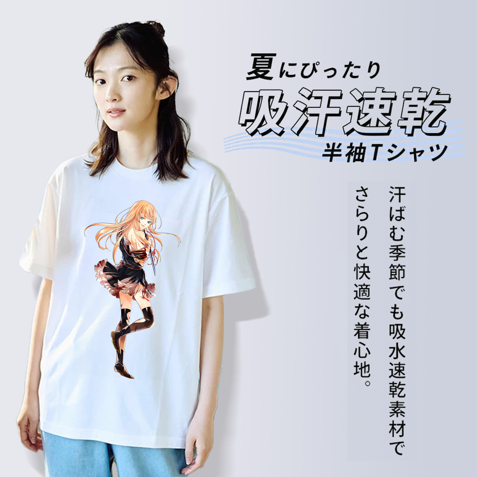 刀剣乱舞 Touken Ranbu レディースカジュアルプリントTシャツ（綿100％）
