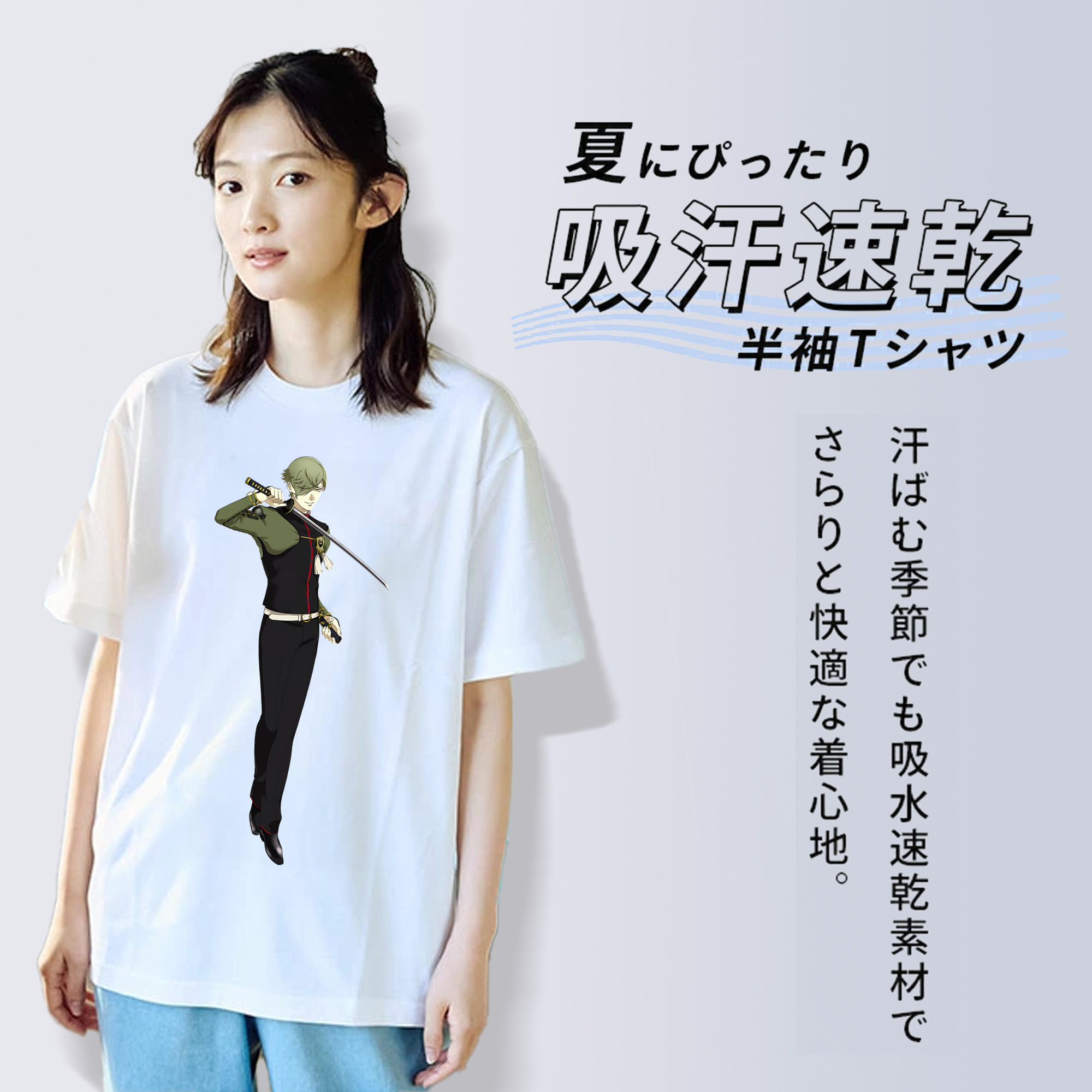 刀剣乱舞 Touken Ranbu レディースカジュアルプリントTシャツ（綿100％）