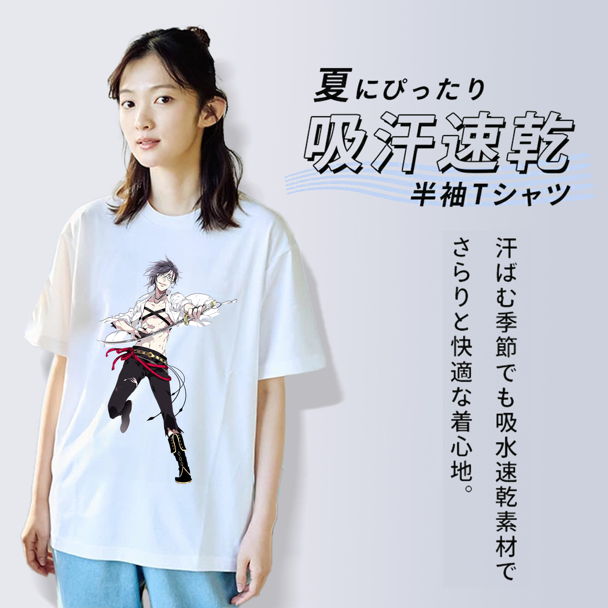 刀剣乱舞 Touken Ranbu レディースカジュアルプリントTシャツ（綿100％）