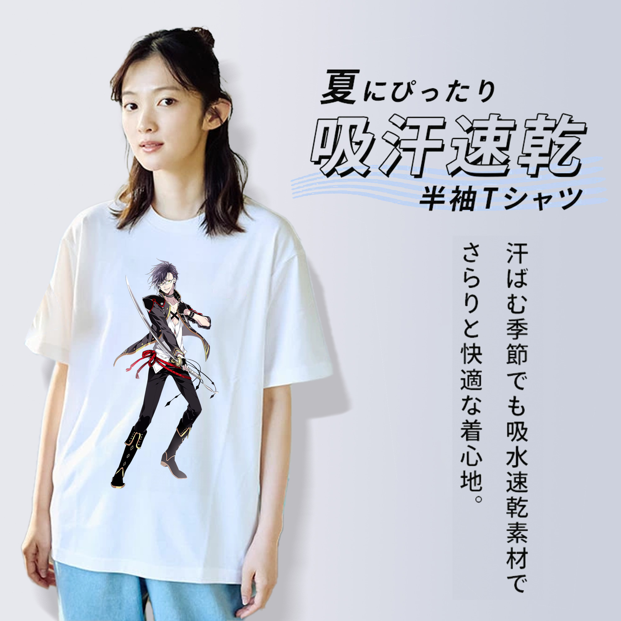 刀剣乱舞 Touken Ranbu レディースカジュアルプリントTシャツ（綿100％）