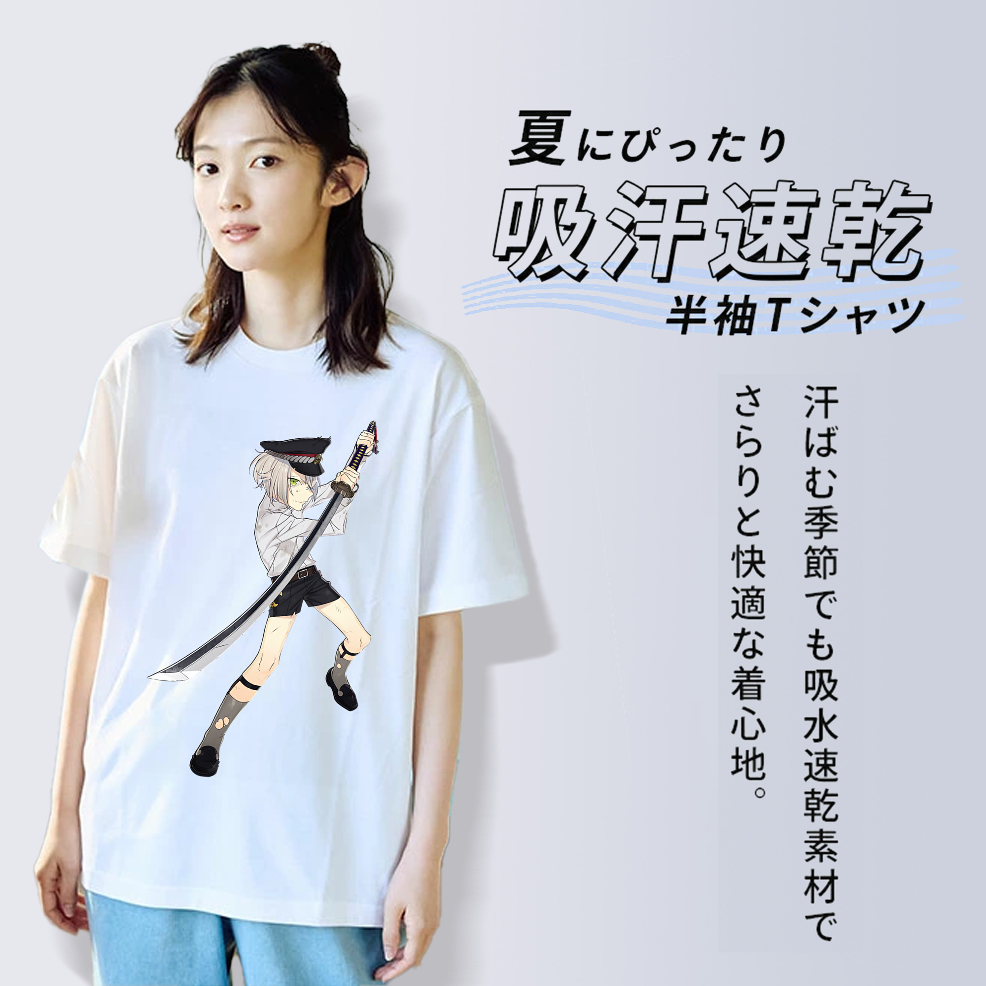 刀剣乱舞 Touken Ranbu レディースカジュアルプリントTシャツ（綿100％）