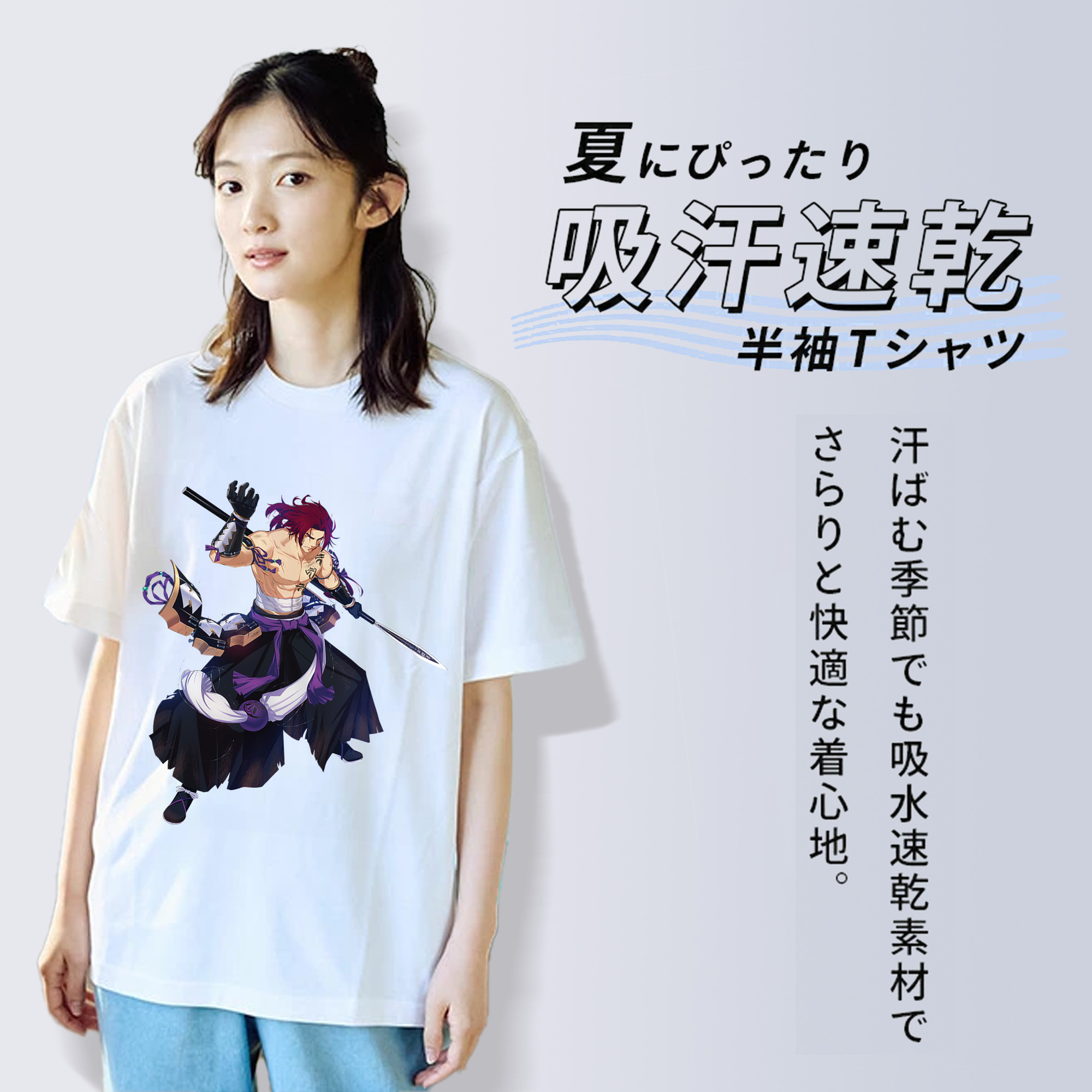 刀剣乱舞 Touken Ranbu レディースカジュアルプリントTシャツ（綿100％）