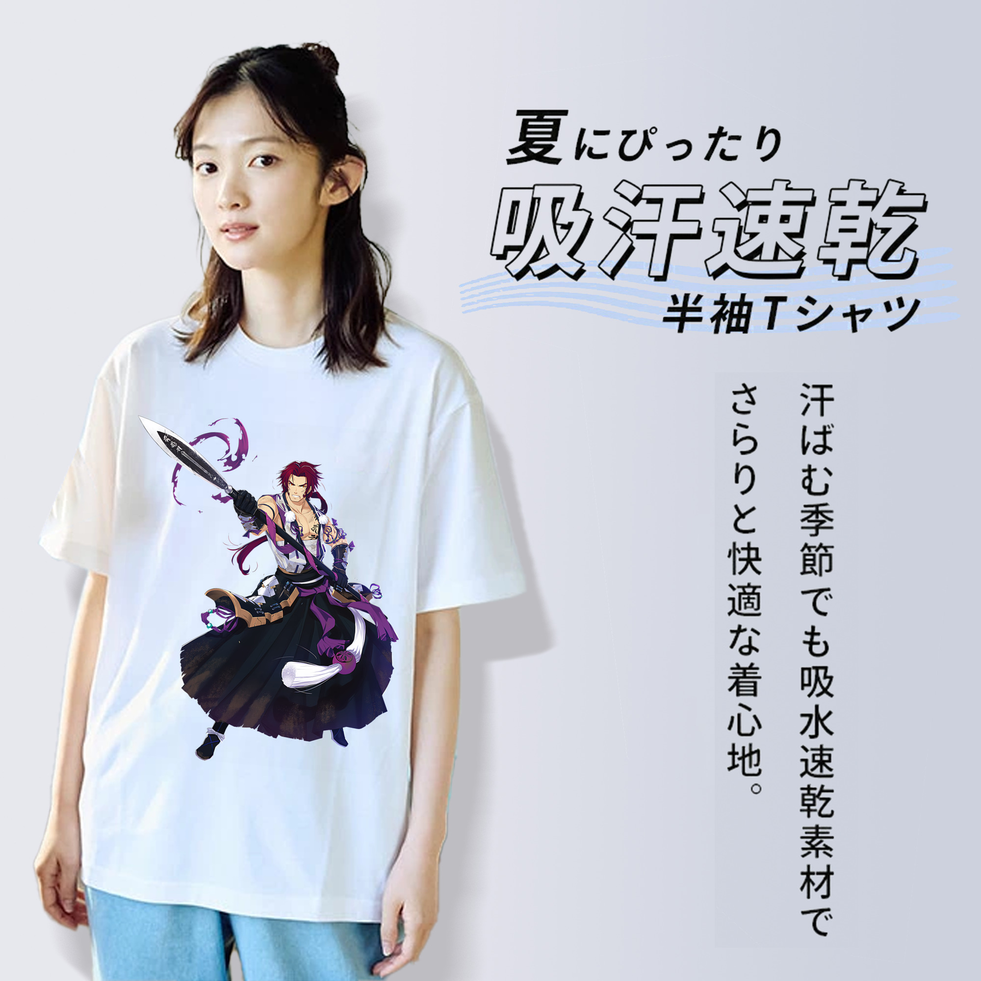 刀剣乱舞 Touken Ranbu レディースカジュアルプリントTシャツ（綿100％）