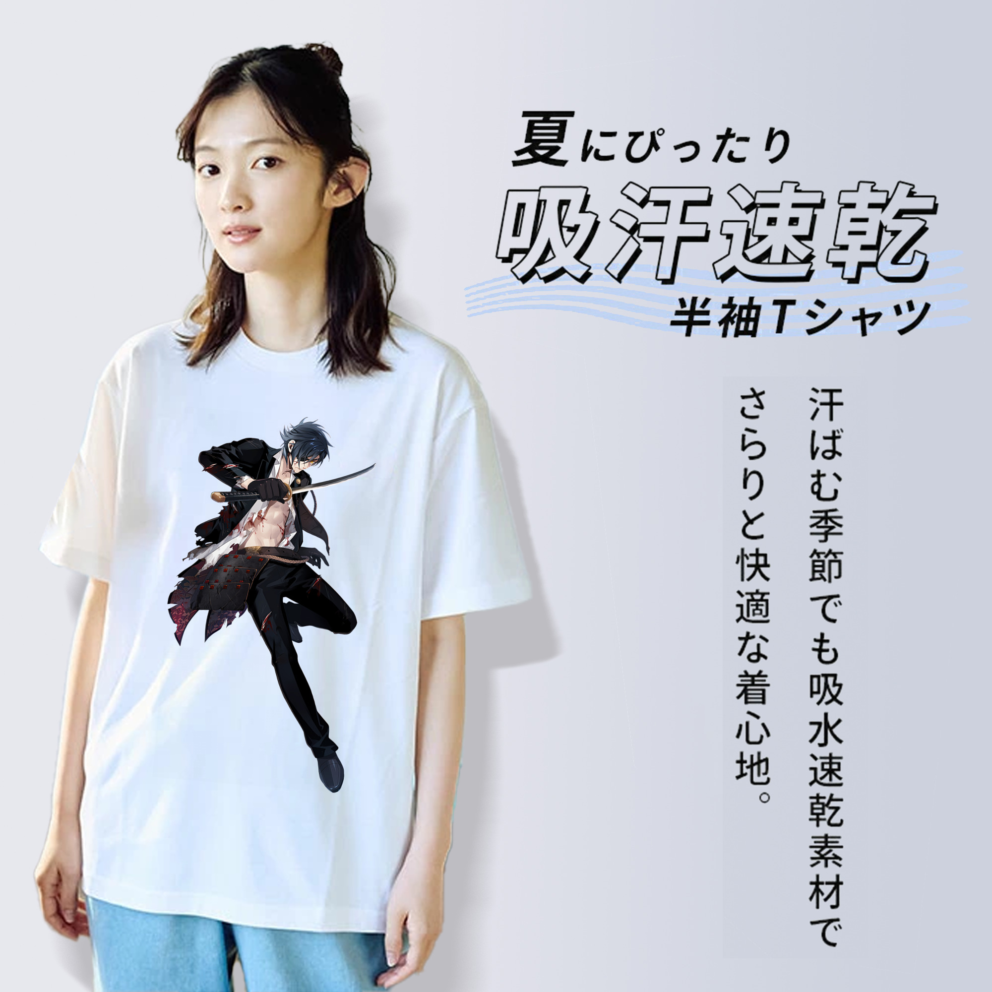 刀剣乱舞 Touken Ranbu レディースカジュアルプリントTシャツ（綿100％）