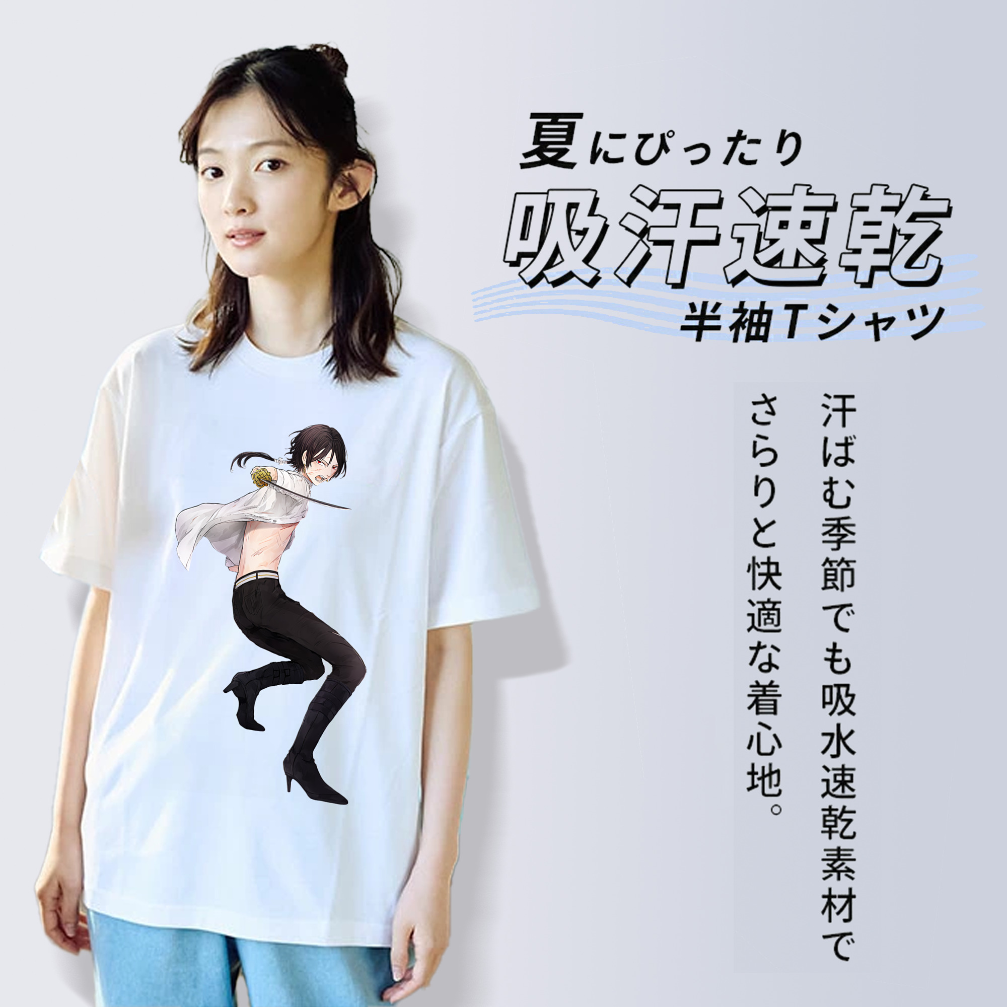 刀剣乱舞 Touken Ranbu レディースカジュアルプリントTシャツ（綿100％）