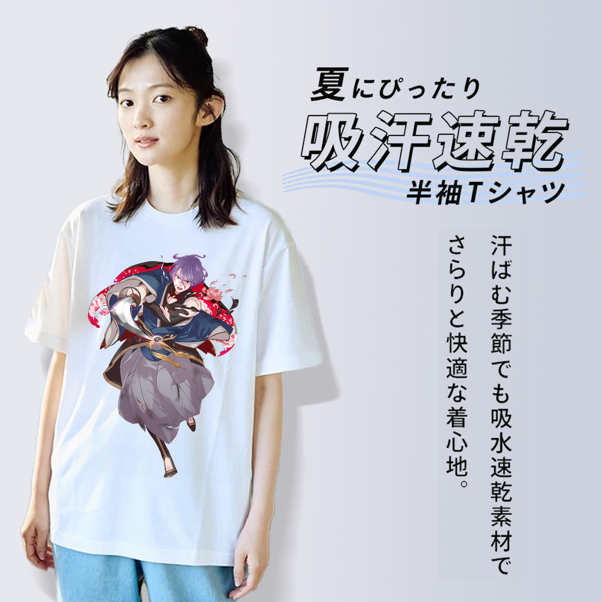 刀剣乱舞 Touken Ranbu レディースカジュアルプリントTシャツ（綿100％）