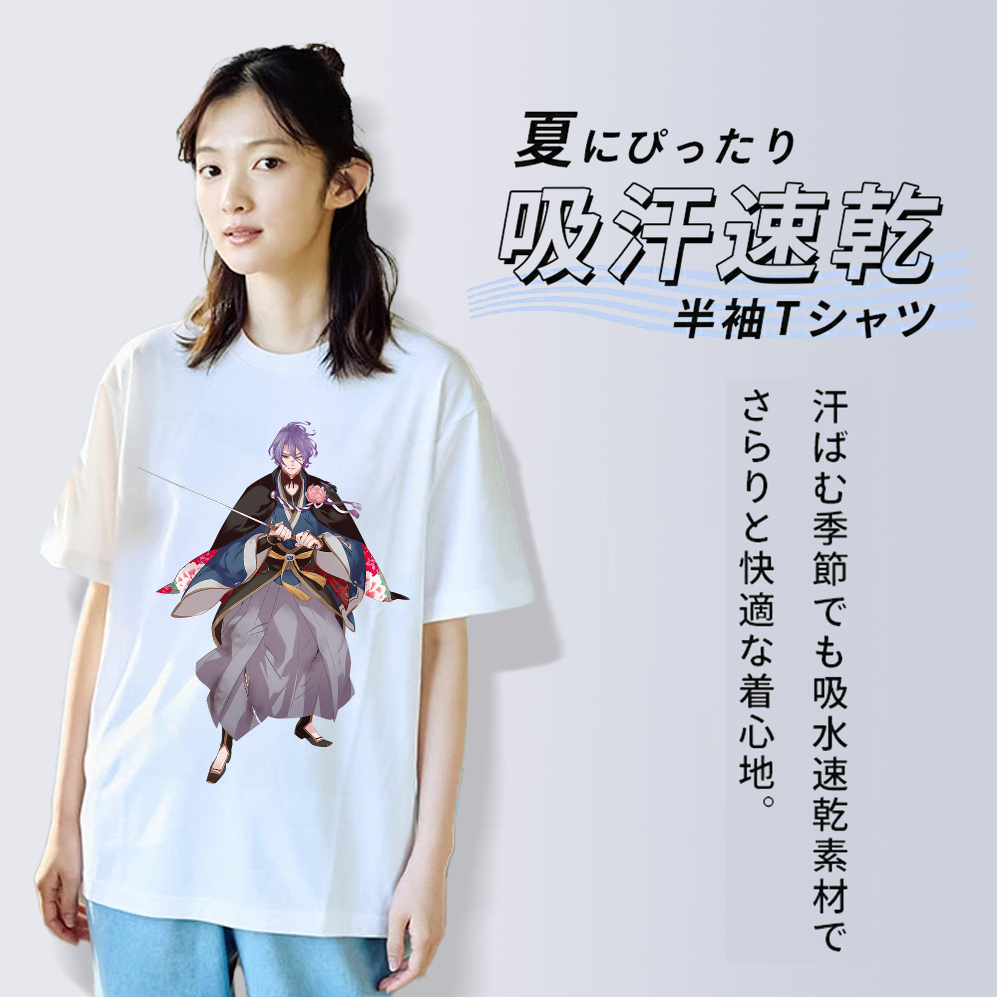 刀剣乱舞 Touken Ranbu レディースカジュアルプリントTシャツ（綿100％）