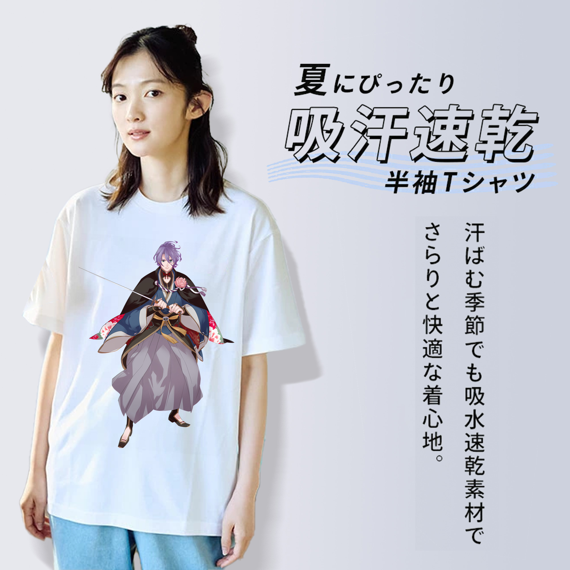 刀剣乱舞 Touken Ranbu レディースカジュアルプリントTシャツ（綿100％）