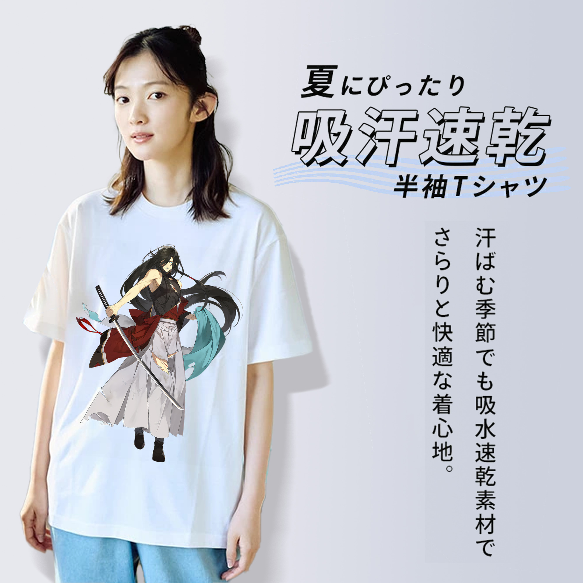 刀剣乱舞 Touken Ranbu レディースカジュアルプリントTシャツ（綿100％）