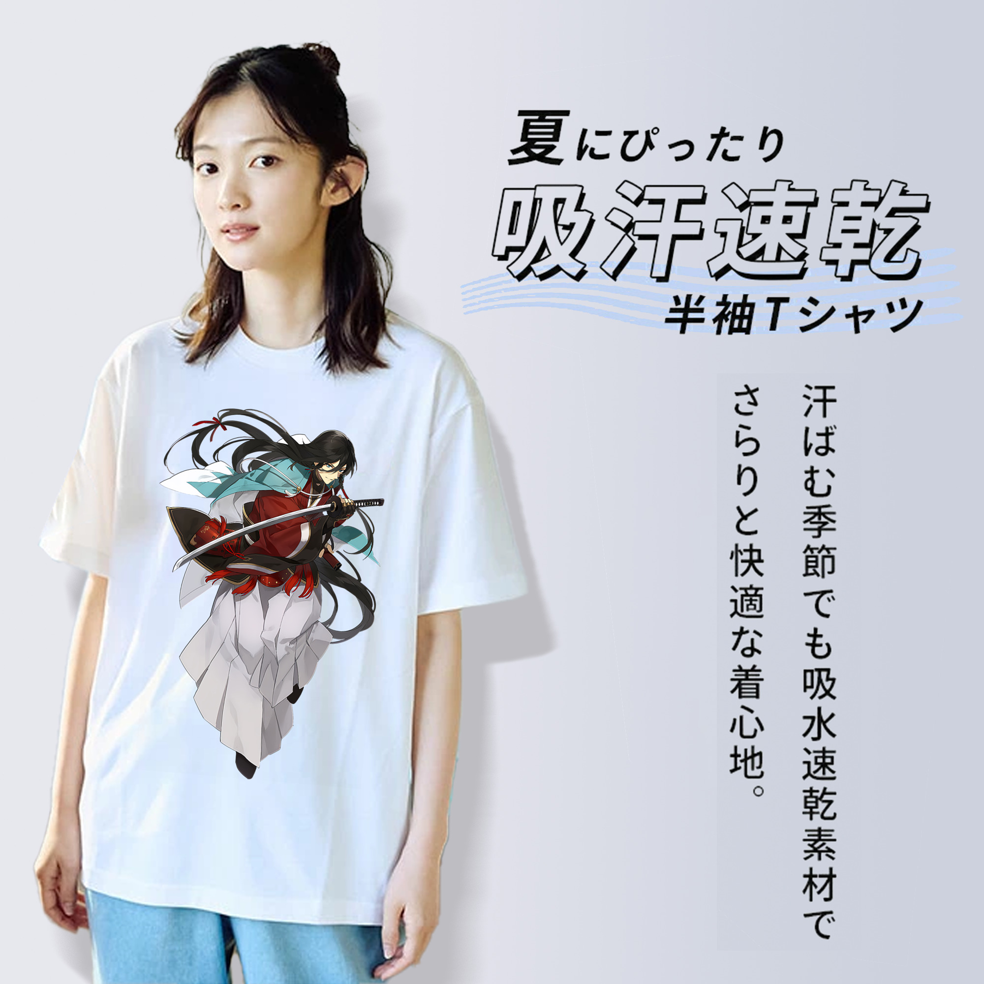 刀剣乱舞 Touken Ranbu レディースカジュアルプリントTシャツ（綿100％）