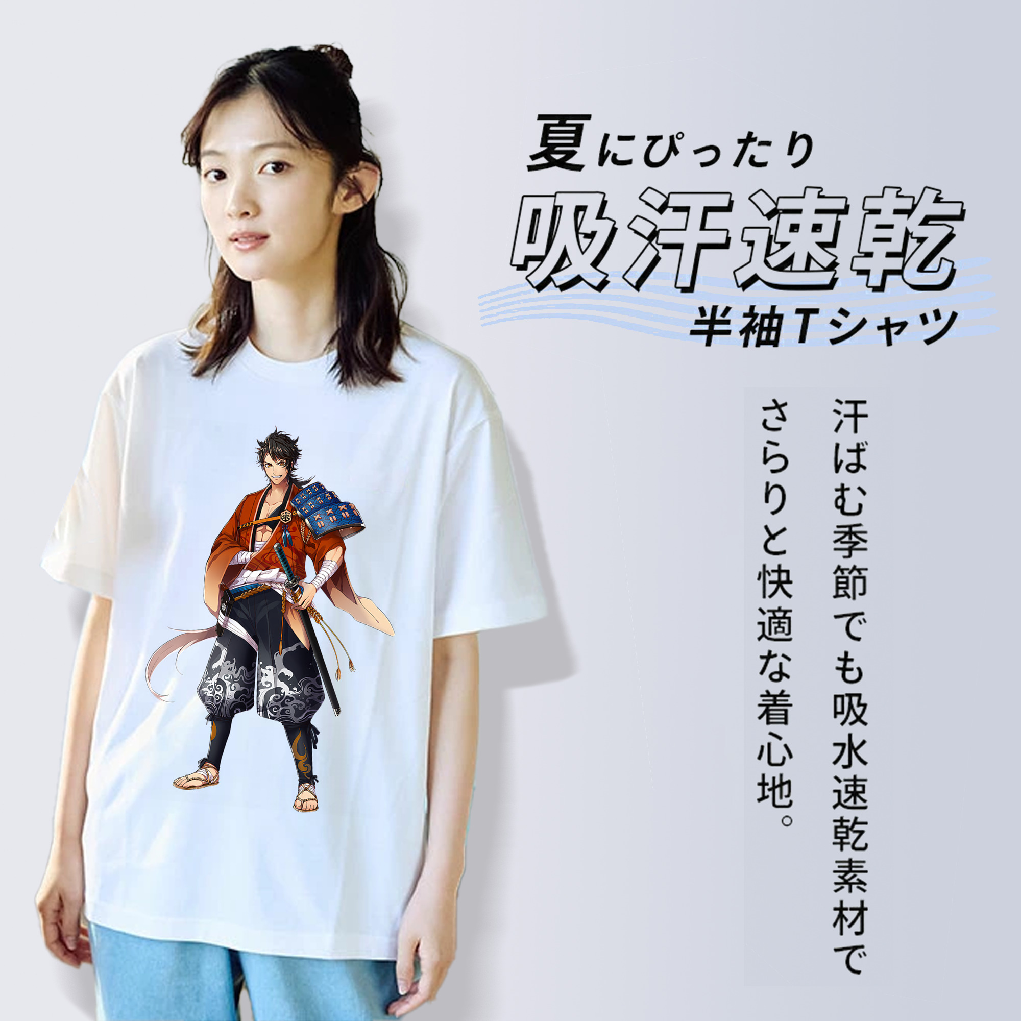 刀剣乱舞 Touken Ranbu レディースカジュアルプリントTシャツ（綿100％）