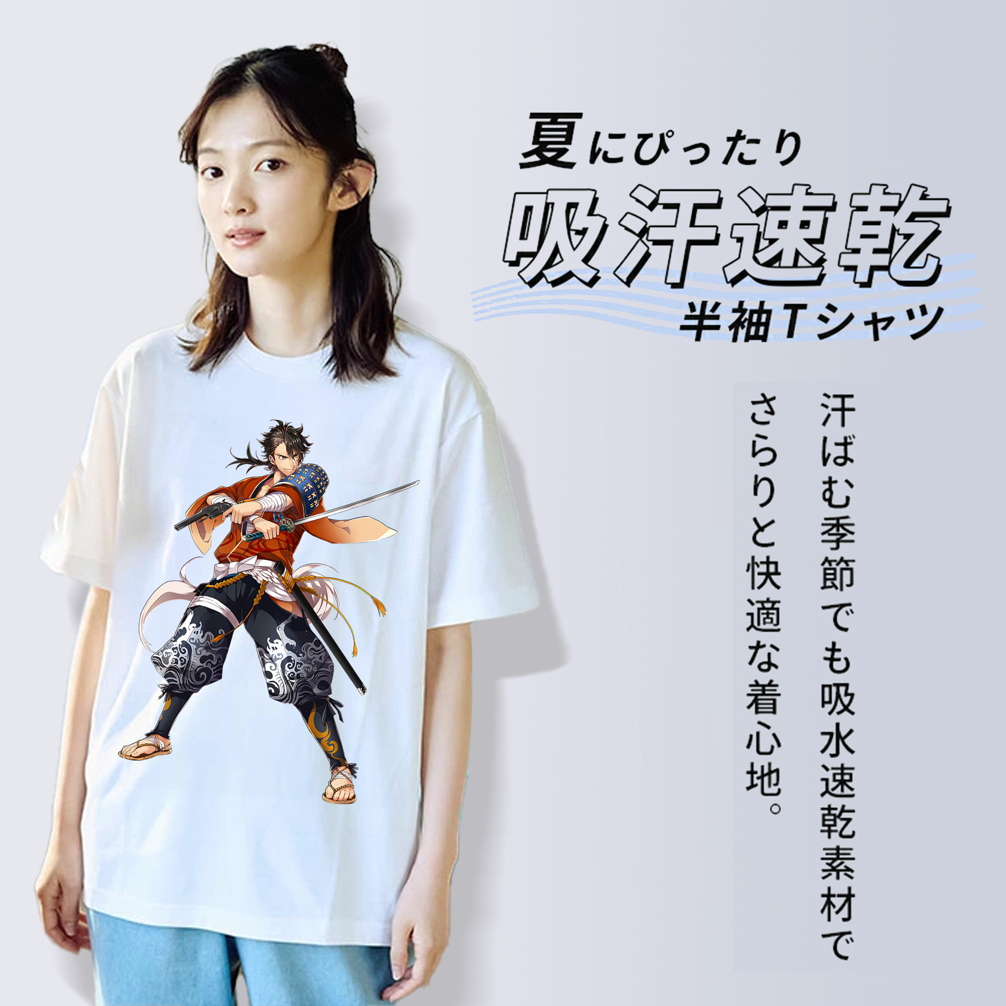 刀剣乱舞 Touken Ranbu レディースカジュアルプリントTシャツ（綿100％）