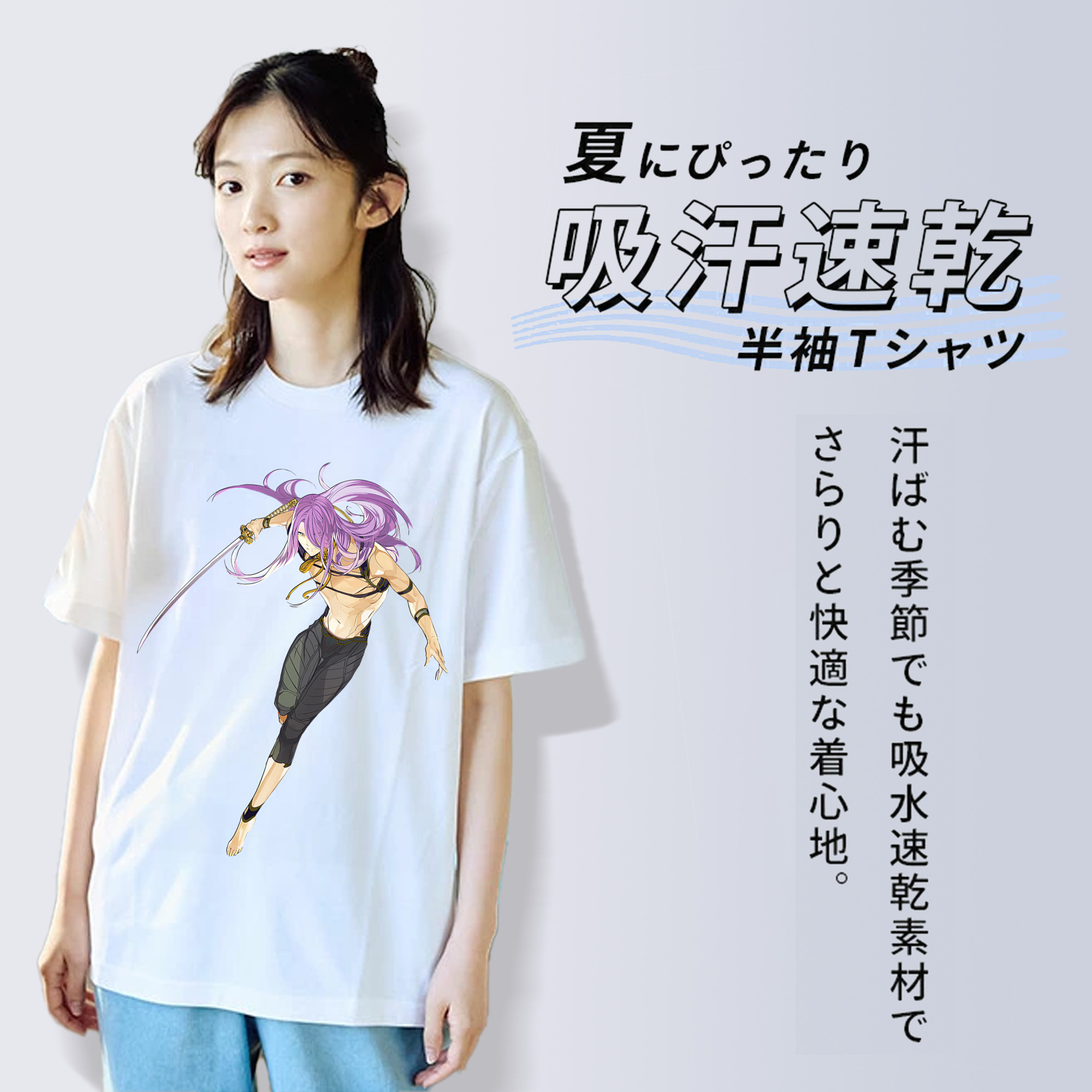 刀剣乱舞 Touken Ranbu レディースカジュアルプリントTシャツ（綿100％）