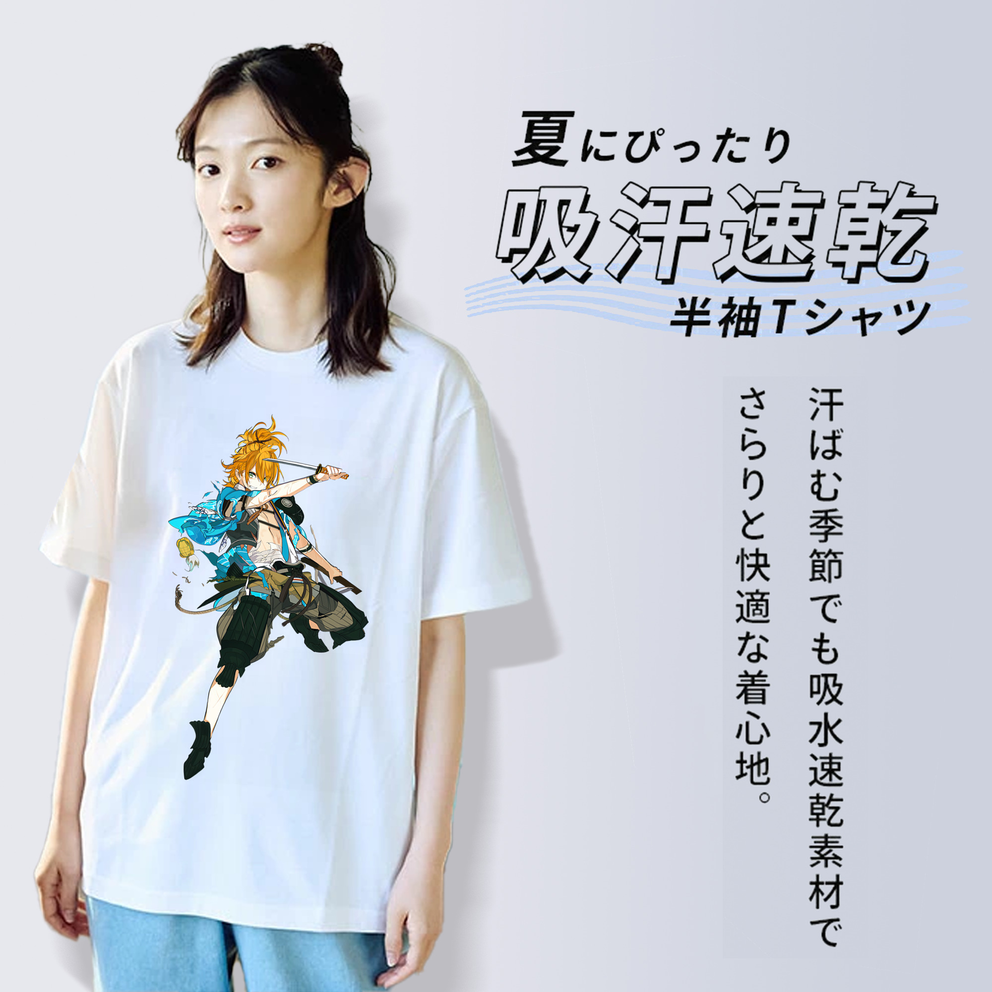 刀剣乱舞 Touken Ranbu レディースカジュアルプリントTシャツ（綿100％）