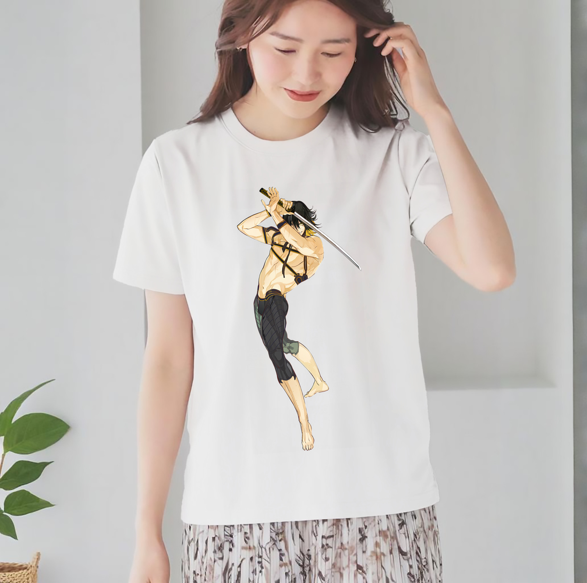 刀剣乱舞 Touken Ranbu レディースカジュアルプリントTシャツ（綿100％）