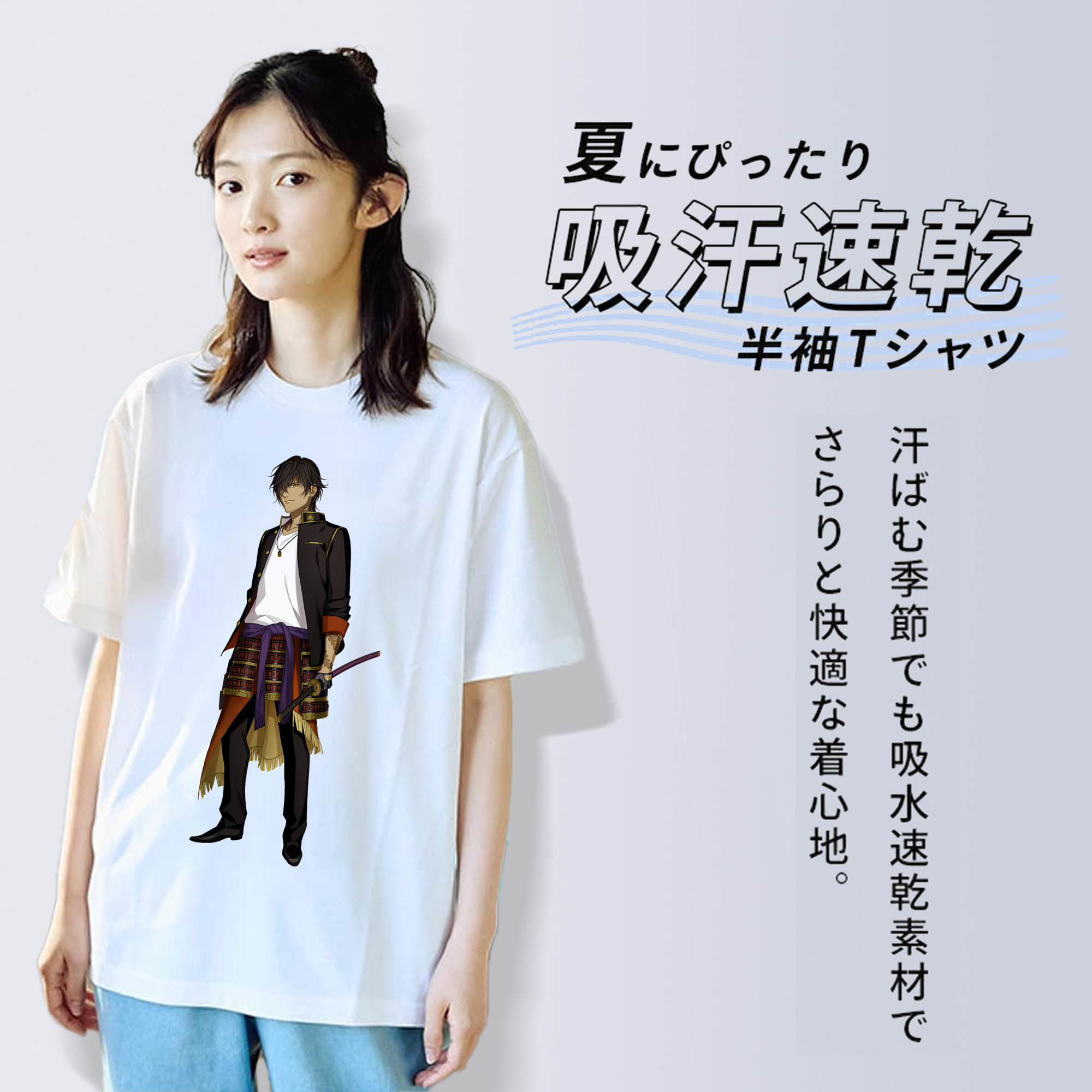刀剣乱舞 Touken Ranbu レディースカジュアルプリントTシャツ（綿100％）