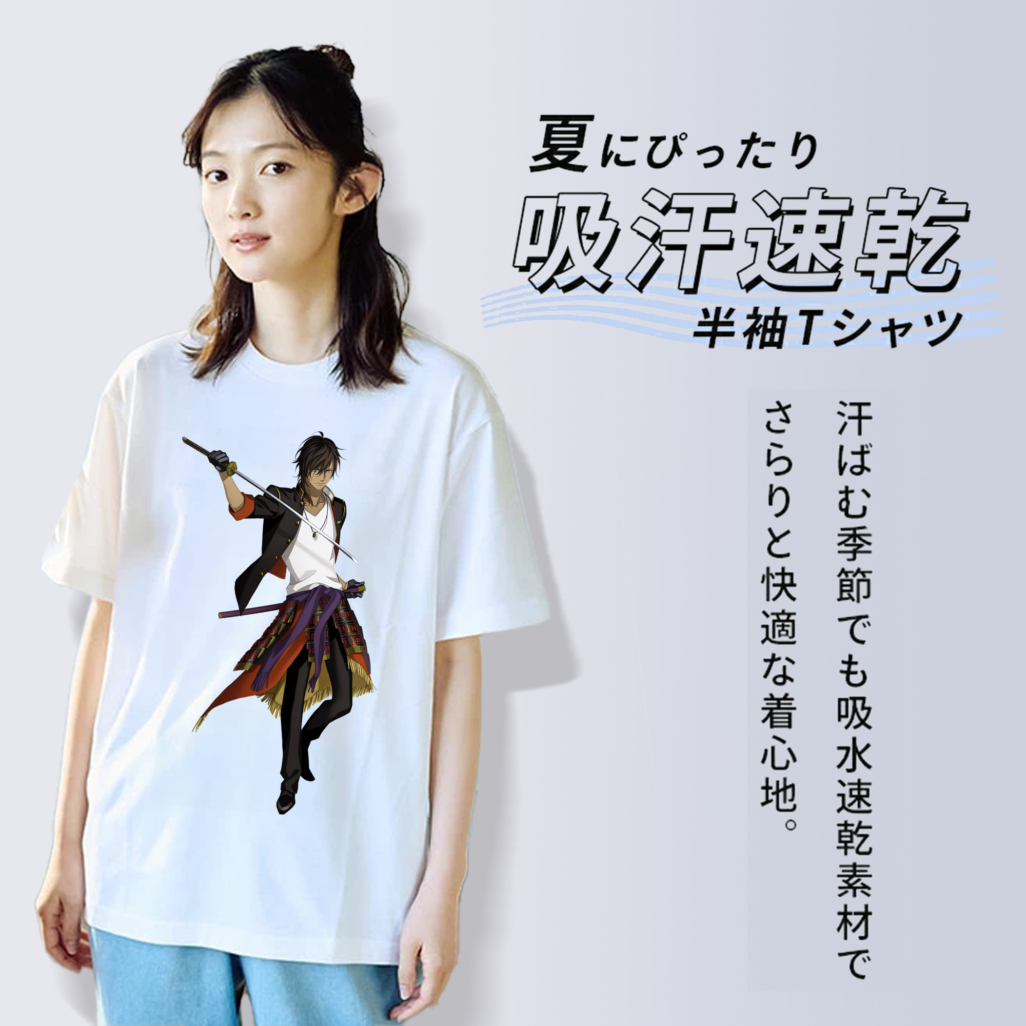 刀剣乱舞 Touken Ranbu レディースカジュアルプリントTシャツ（綿100％）
