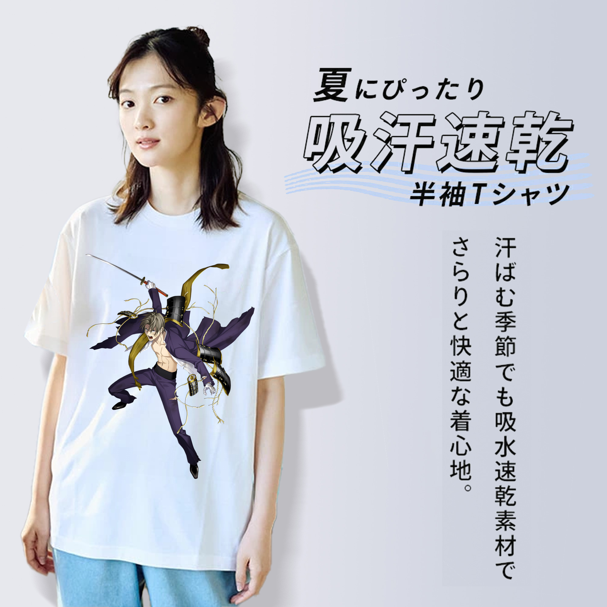 刀剣乱舞 Touken Ranbu レディースカジュアルプリントTシャツ（綿100％）
