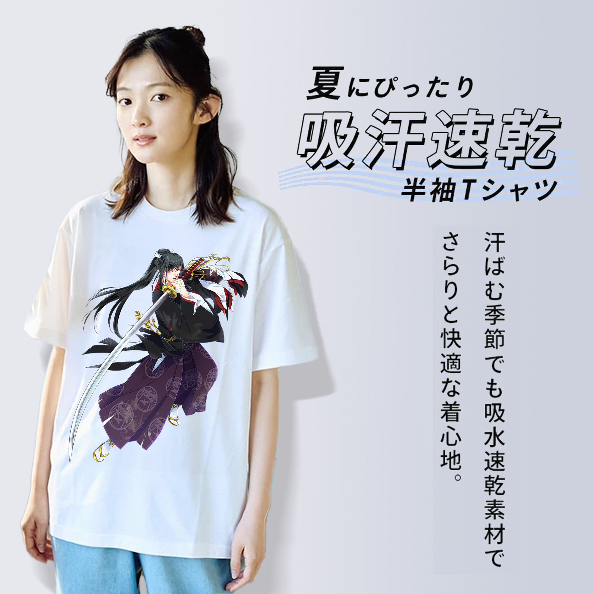 刀剣乱舞 Touken Ranbu レディースカジュアルプリントTシャツ（綿100％）