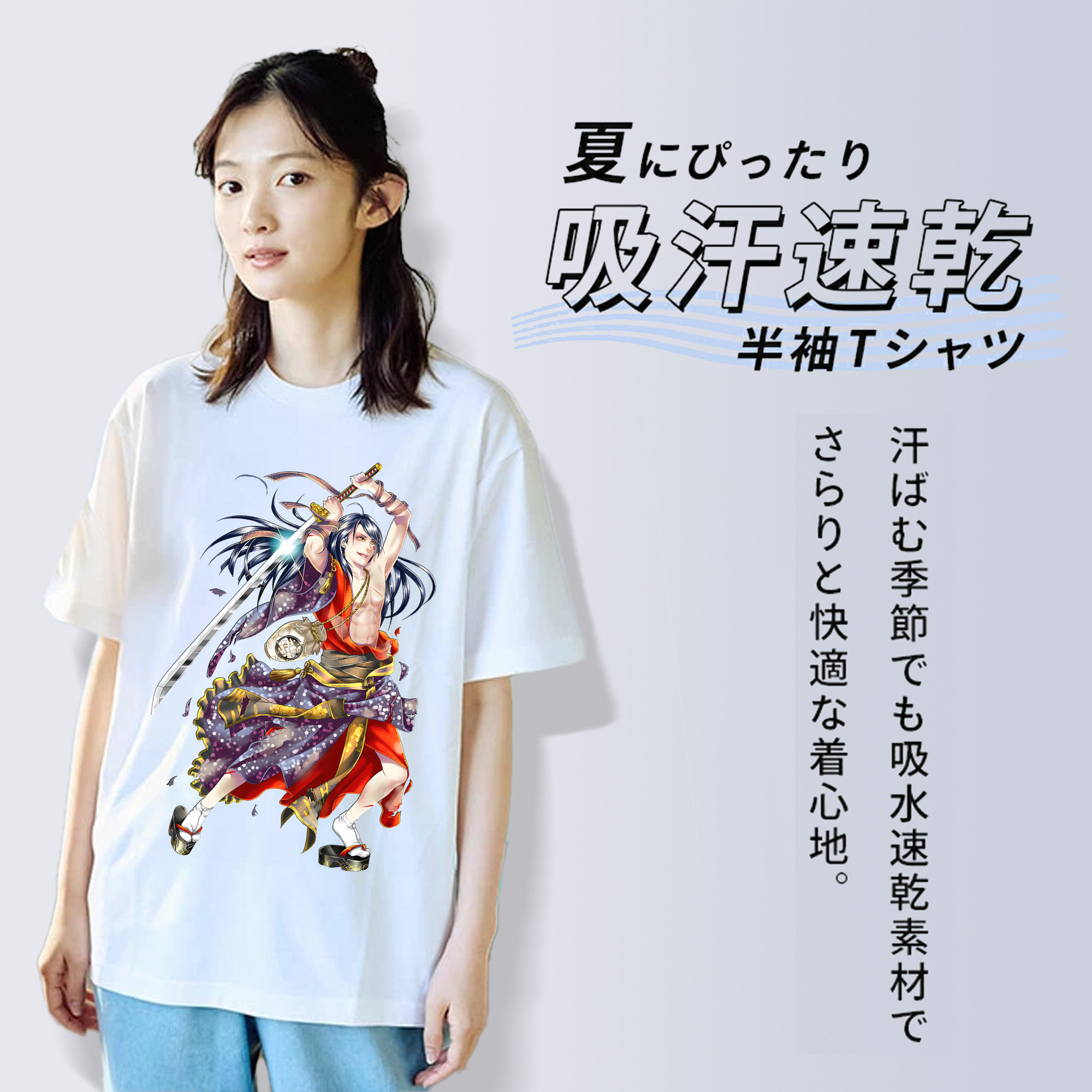 刀剣乱舞 Touken Ranbu レディースカジュアルプリントTシャツ（綿100％）