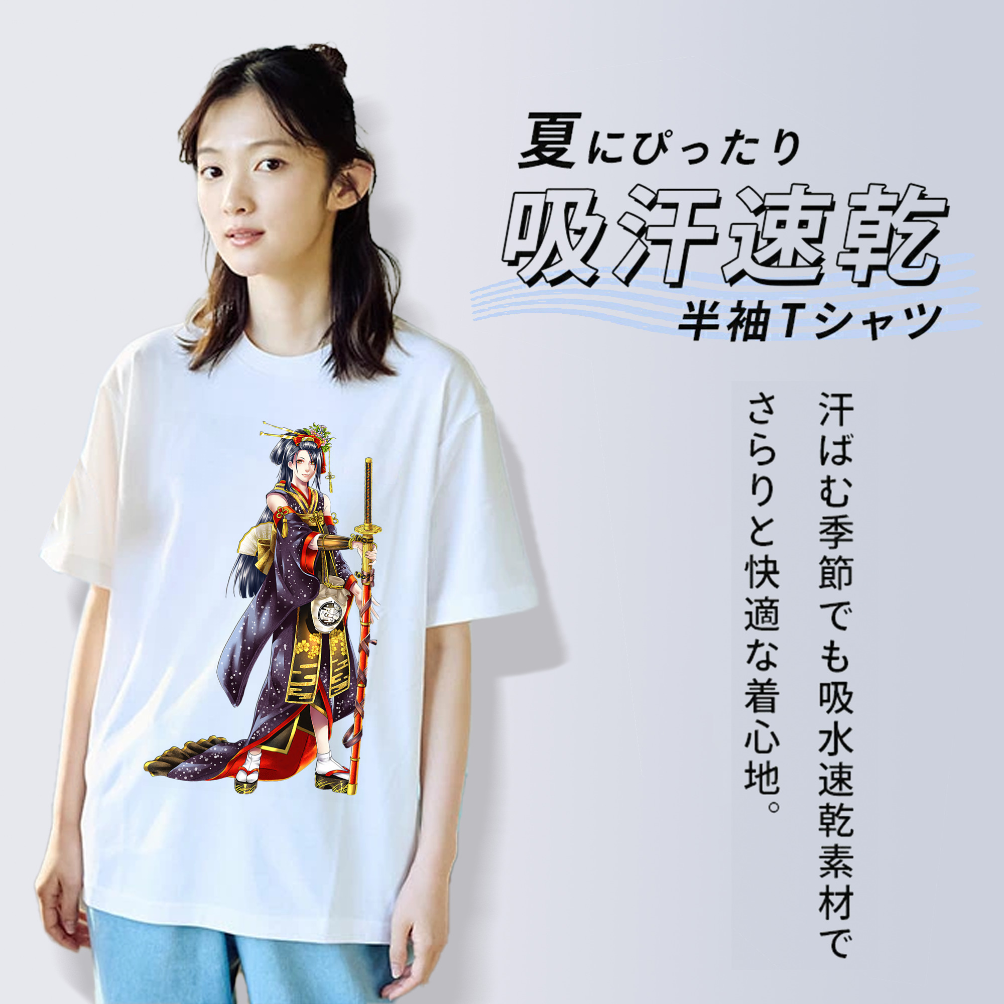 刀剣乱舞 Touken Ranbu レディースカジュアルプリントTシャツ（綿100％）