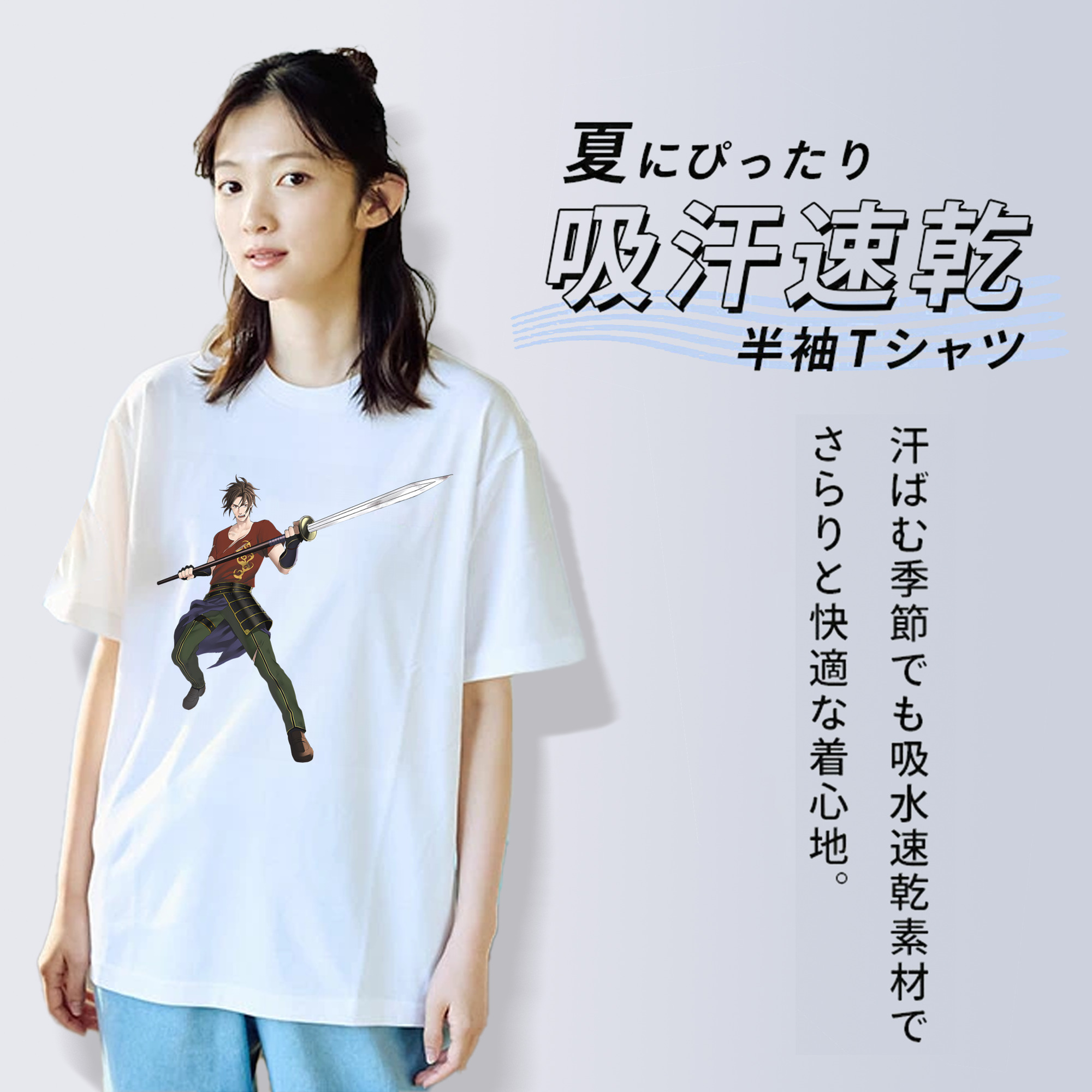 刀剣乱舞 Touken Ranbu レディースカジュアルプリントTシャツ（綿100％）